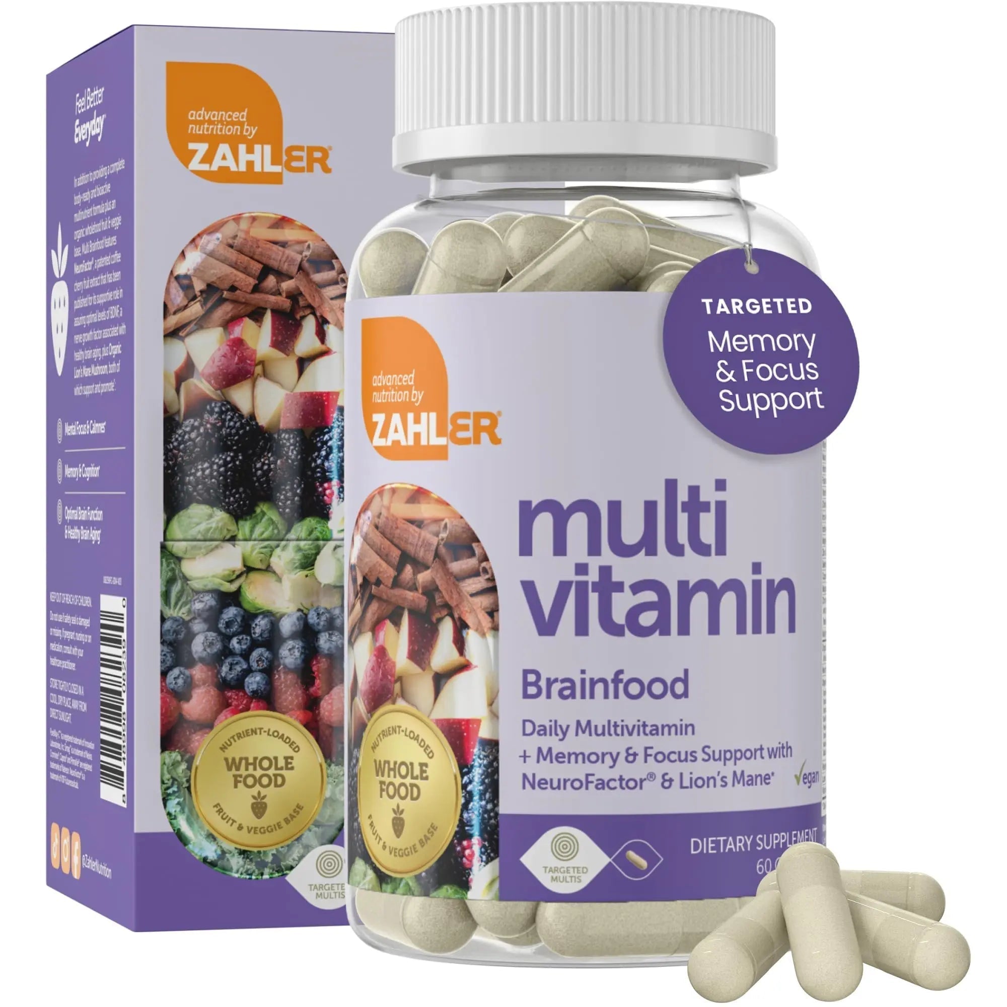 Zahler - Multivitamin Brain Supplement (60 Count) Kosher Brainfood Capsules for Adults with Neuro Factor & Lion's Mane ZahlerAu supplements