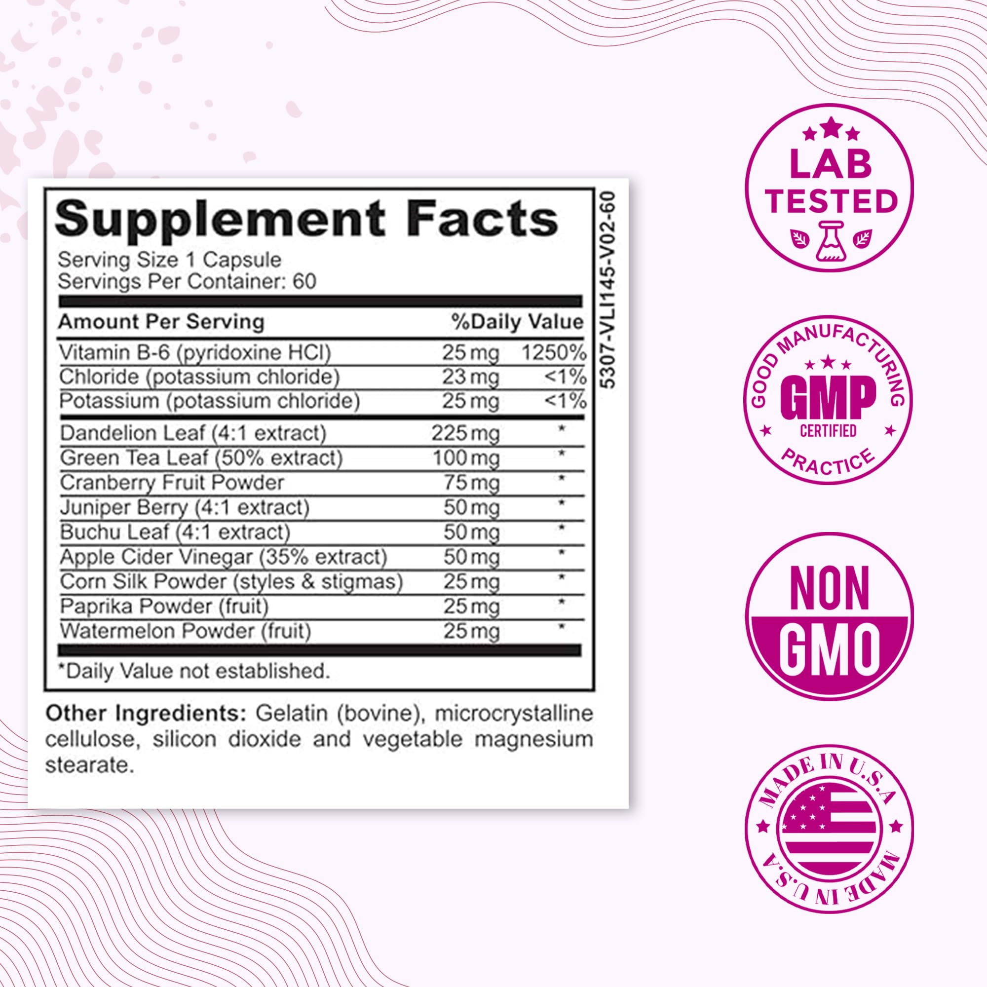Water Retention Pills for Women Bloating Relief with Vitamin B6, Dandelion & Green Tea Natural LADYME WOMEN'S HEALTHAu supplements