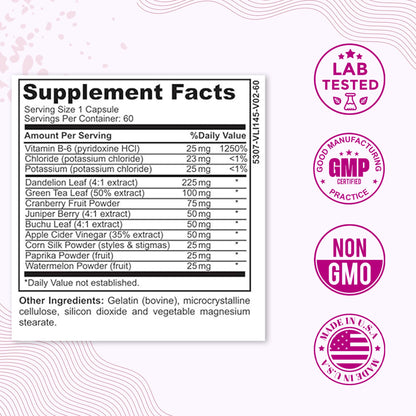 Water Retention Pills for Women Bloating Relief with Vitamin B6, Dandelion & Green Tea Natural LADYME WOMEN'S HEALTHUS supplements