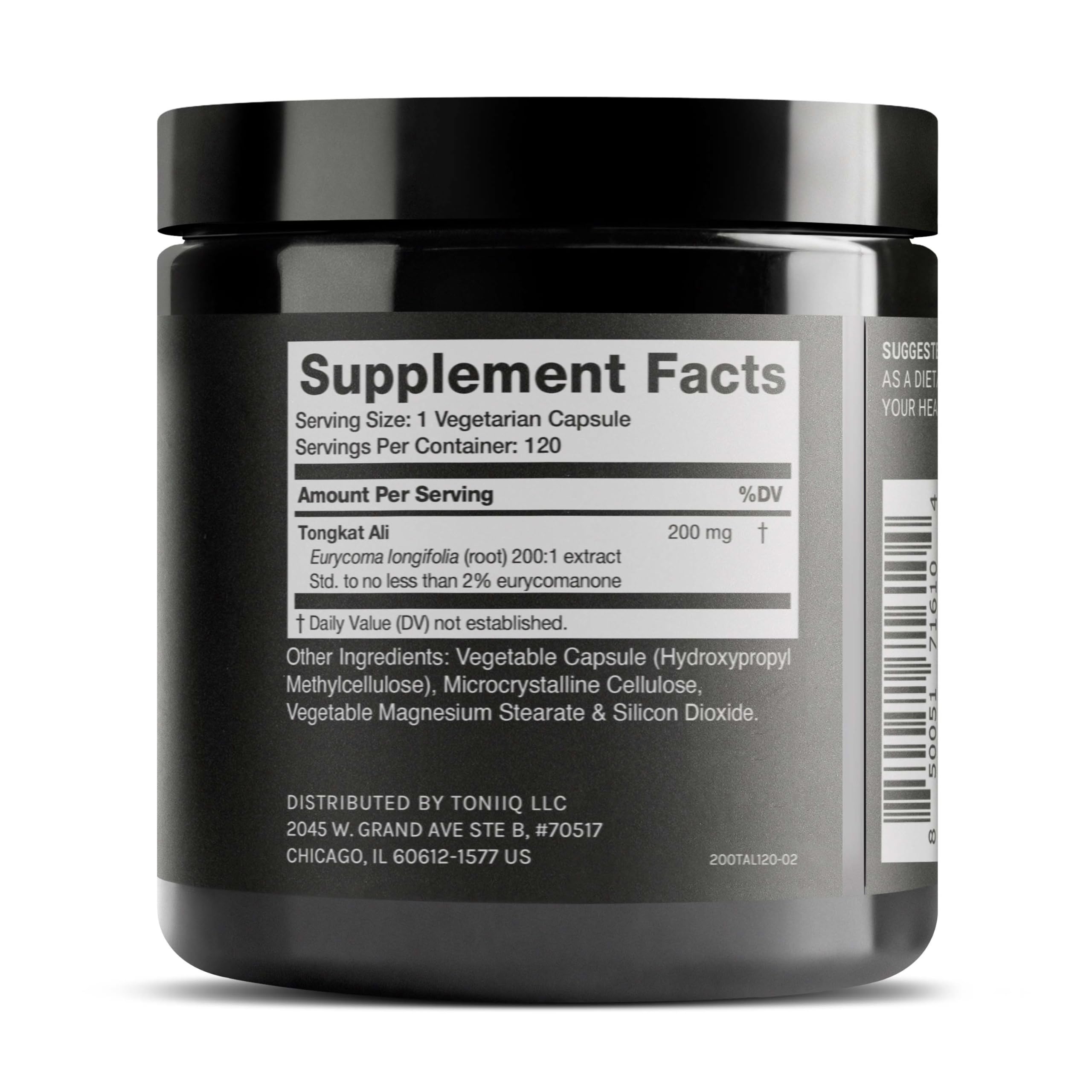 Tongkat Ali - Ultra High Potency 200:1 Extract with 2% Eurycomanone - Extra Strength Longjack Root - Third-Party Lab Tested - 120 Capsules ToniiqAu supplements