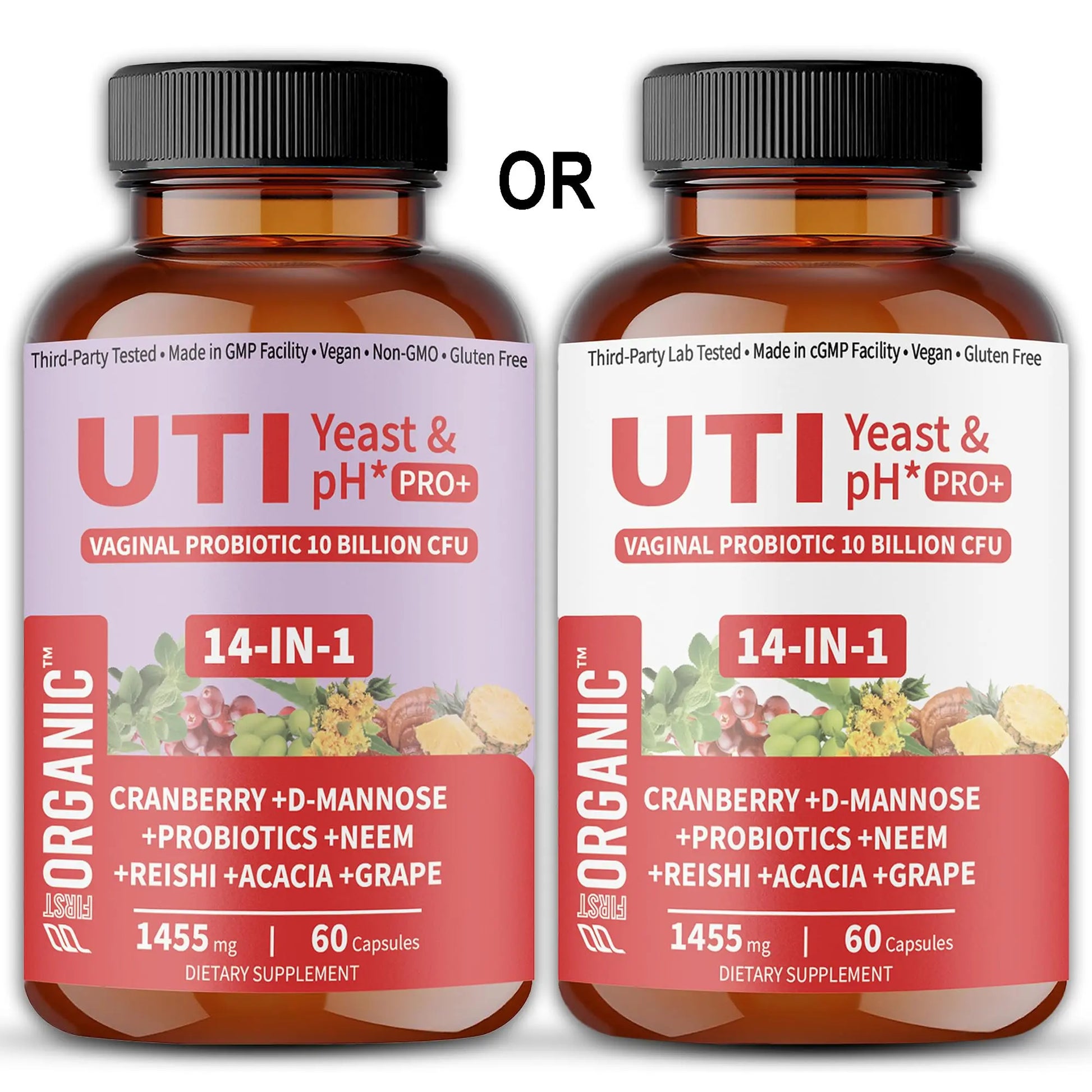 UTI Flora & Odor Pro+ & UTI Yeast & pH Pro+ | Pack of 2 | Vaginal Probiotics for Feminine Hydration & Freshness Support | Third-party Tested, cGMP Facility, Vegan, Non-GMO, Gluten-Free | 60+60 Caps FIRSTORGANICnz supplements