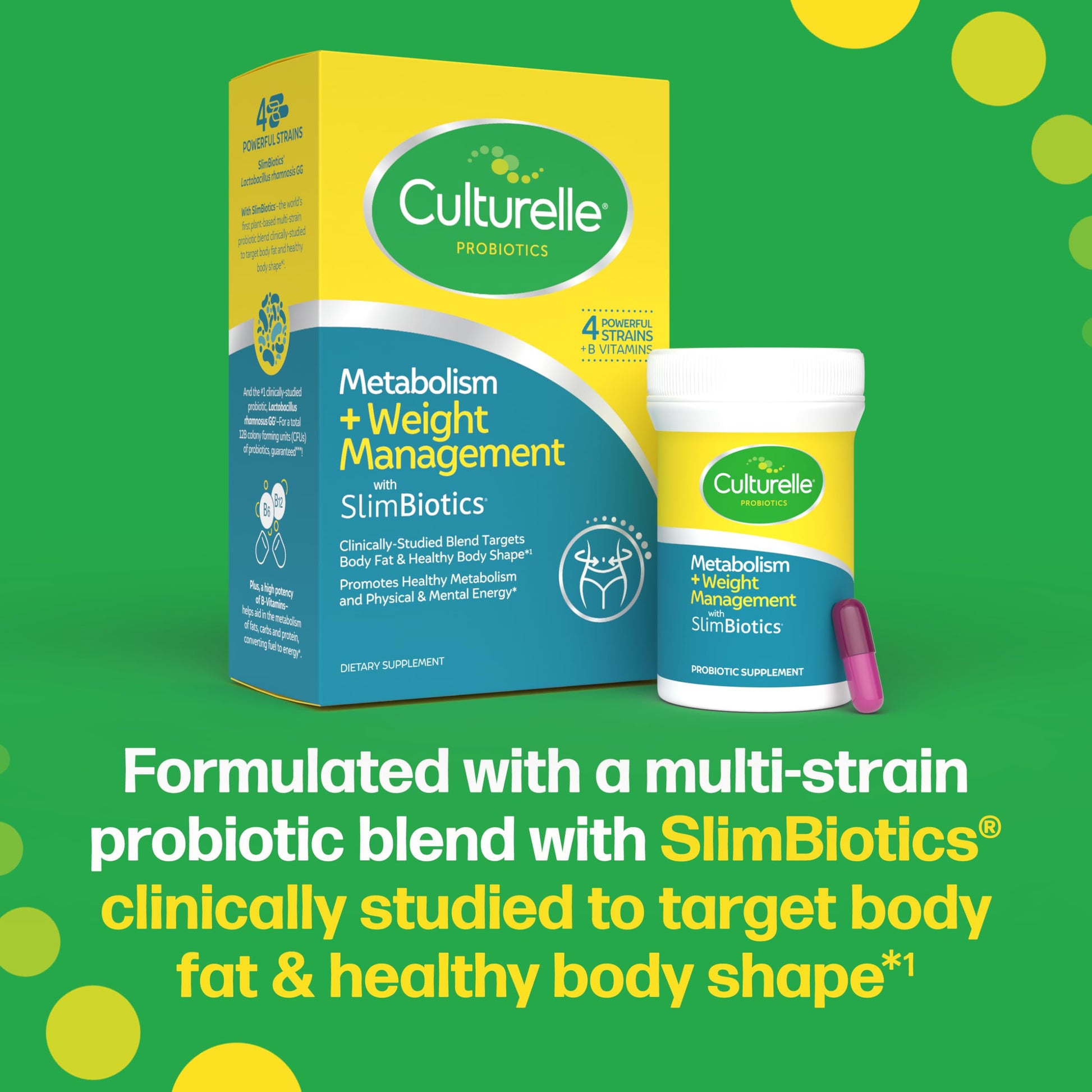Culturelle Metabolism + Weight Management with SlimBiotics® Probiotic Capsules – 30 Count – Helps Safely Manage Weight - Promotes Healthy Metabolism and Physical & Mental Energy CulturelleAu supplements