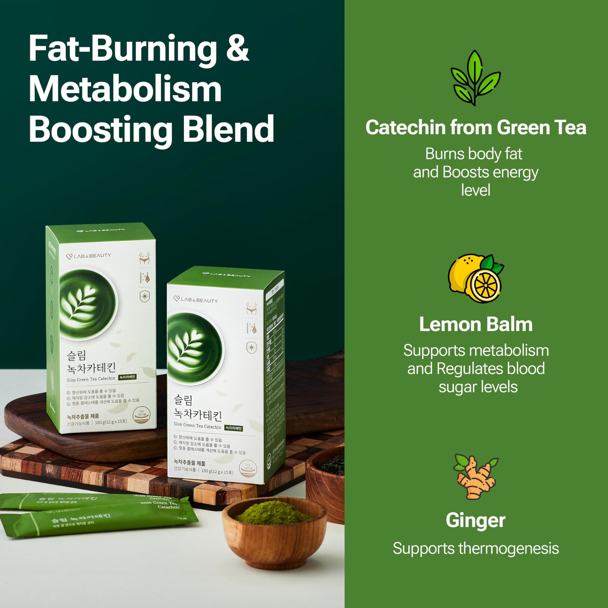Slim Green Tea Catechin - Matcha Latte Flavor - 15 Pack - Supports Healthy Weight JAYUAu supplements