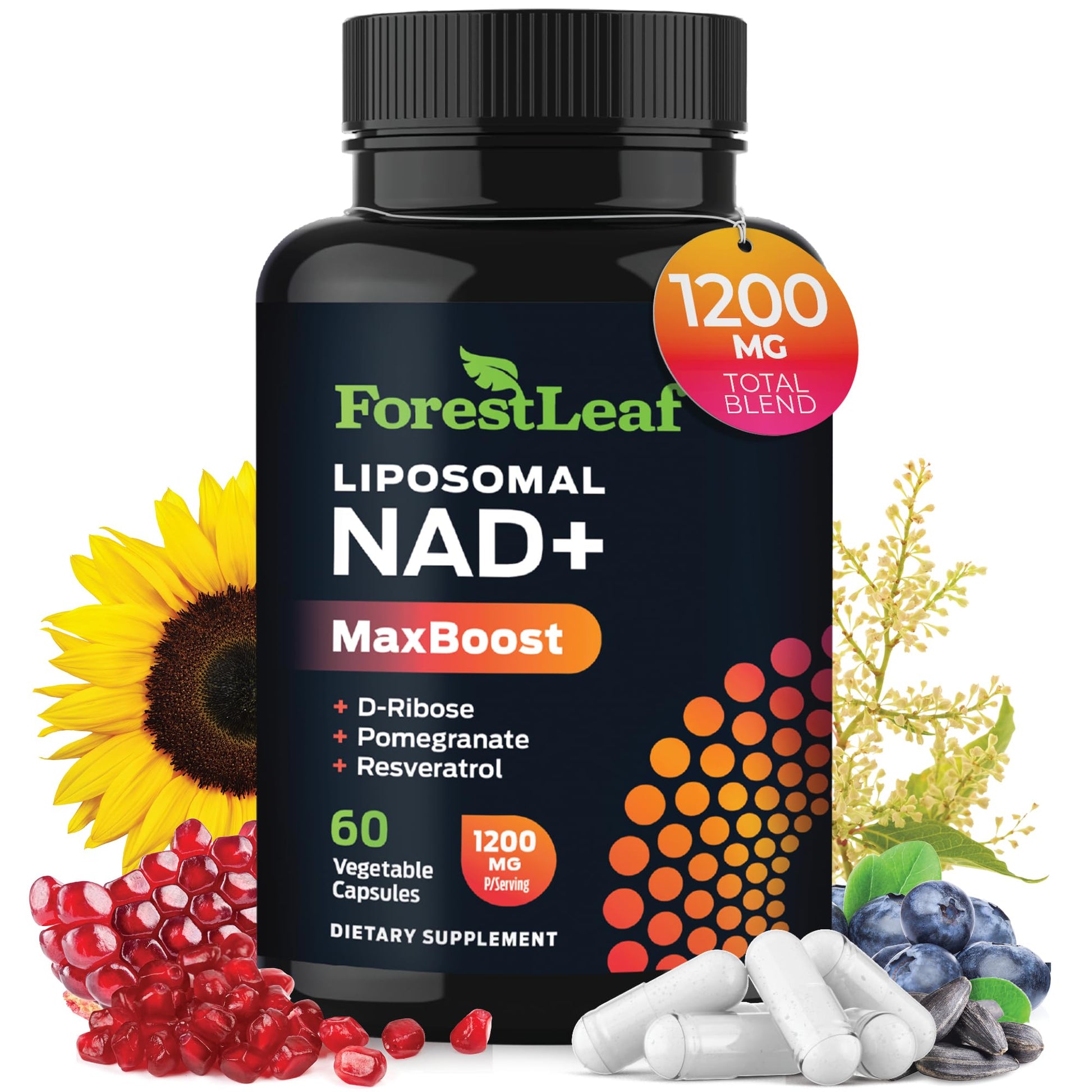 ForestLeaf NAD Resveratrol Capsules, Liposomal NAD Supplement for Women and Men with D-Ribose and Pomegranate, NAD+ for Energy, Focus and Anti-Aging Support, NMN Supplement Alternative (60 Caps) ForestLeafAu supplements
