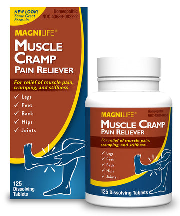 MagniLife Muscle Cramp Pain Relief Quick-Dissolve Tablets, 125 Count, Quinine-Free Homeopathic Medicine for Leg, Foot, Hip, Joint & Back Pain Relief, Helps Ease Muscle Ache, Cramping & Stiffness MagniLifeAu supplements