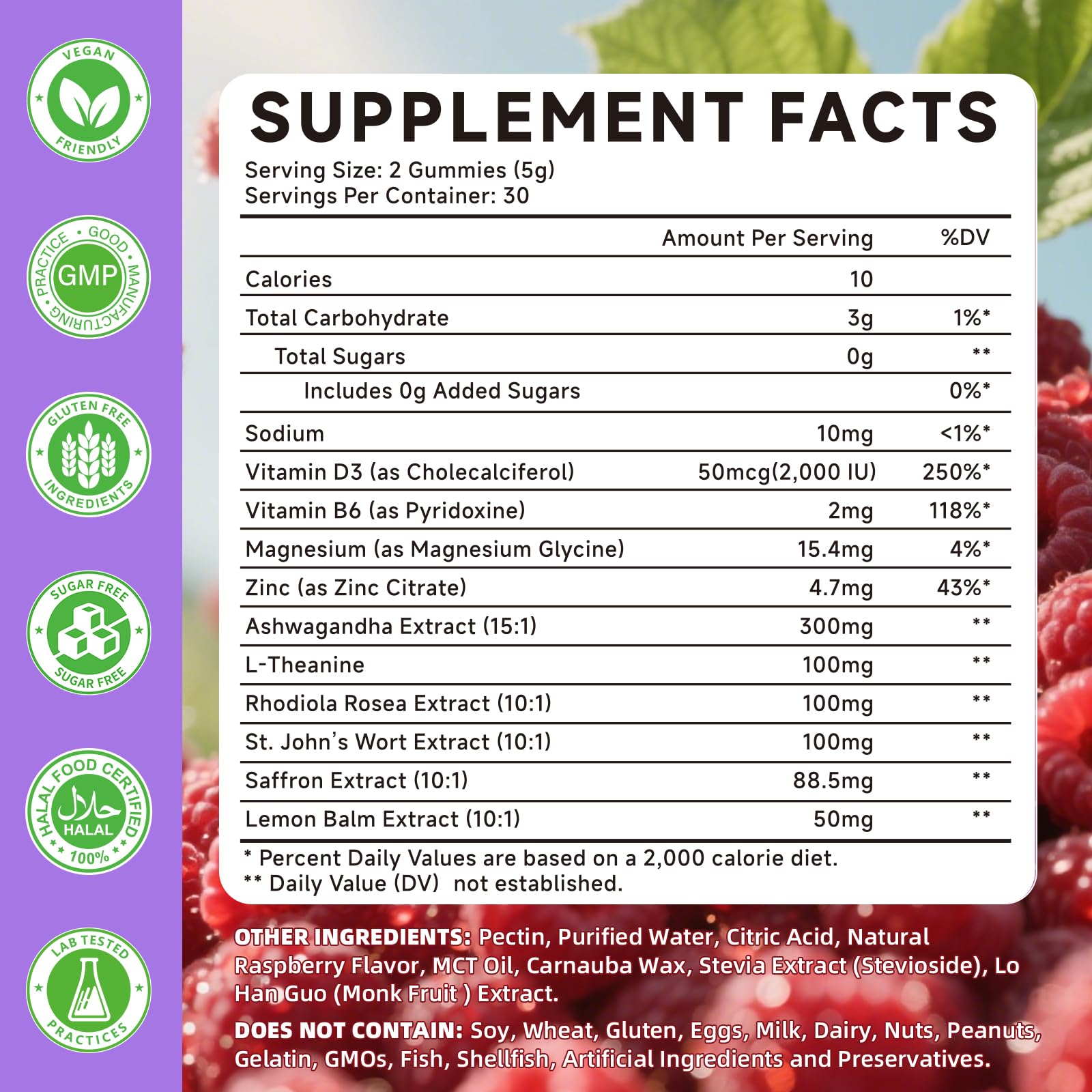 Saffron Supplement Gummies for Kids & Adults Supports Antioxidant Function with Ashwagandha, L-Theanine, Rhodiola Rosea, Lemon Balm, Vitamin D3, B6, Magnesium & Zinc – Raspberry Flavor, 60 Count MchokuuAu supplements