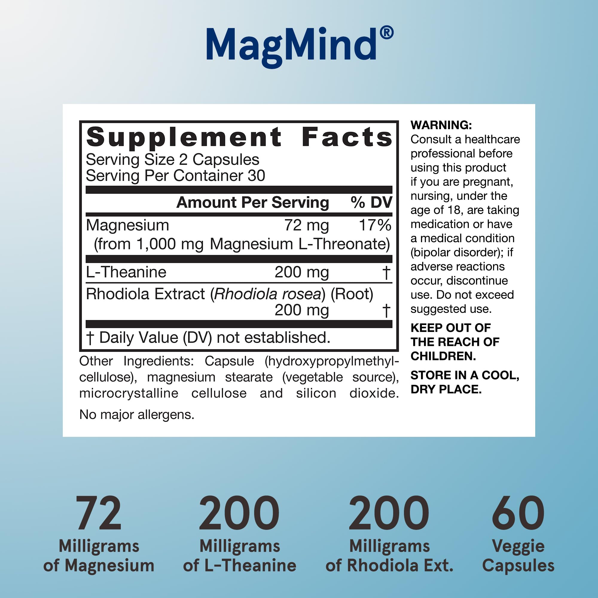 Jarrow Formulas Magnesium L-Threonate, MagMind Stress Resistance with L-Theanine and Rhodiolife, High Absorption Magnesium, Stress Relief and Mood Support, 60 Veggie Capsules, Up to a 30 Day Supply Jarrow FormulasAu supplements