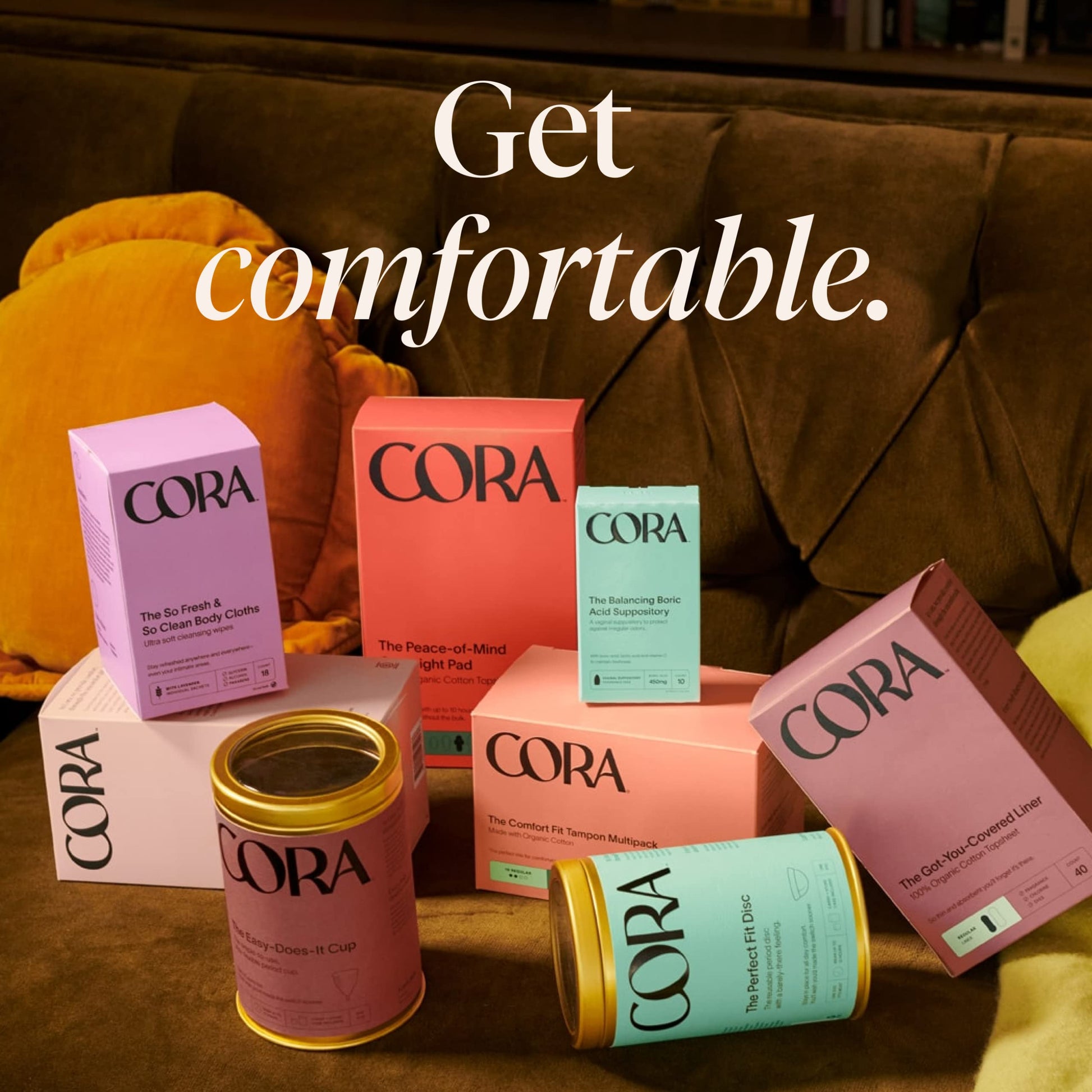 Cora Period Long Liners | 100% Organic Cotton Topsheet | Ultra Thin, Quick Absorbency CoraAu supplements