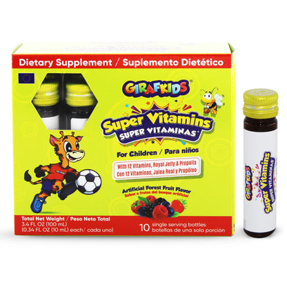 GirafKids Multivitamin Syrup + Super Vitamins Liquid Bundle for Kids Ages 4+ | Omega-3, Beta Glucan, Royal Jelly & Propolis | PHARMADELUS supplements