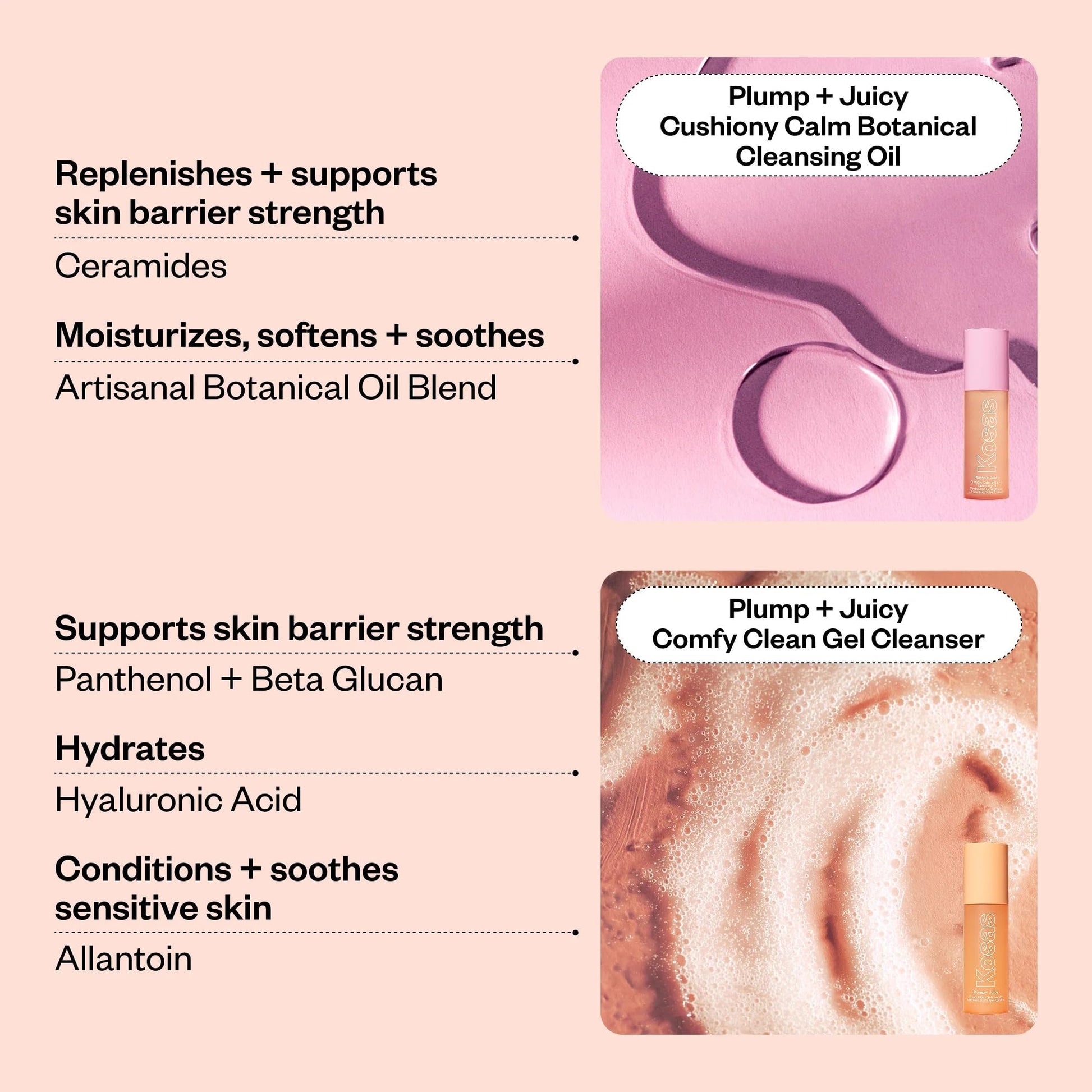 Kosas Mini Plump + Juicy Double Cleansing System — Botanical Oil Cleanser + Gel Cleanser Set, Soap & Sulfate Free, Hydrating Makeup Remover for All Skin Types KosasAu supplements