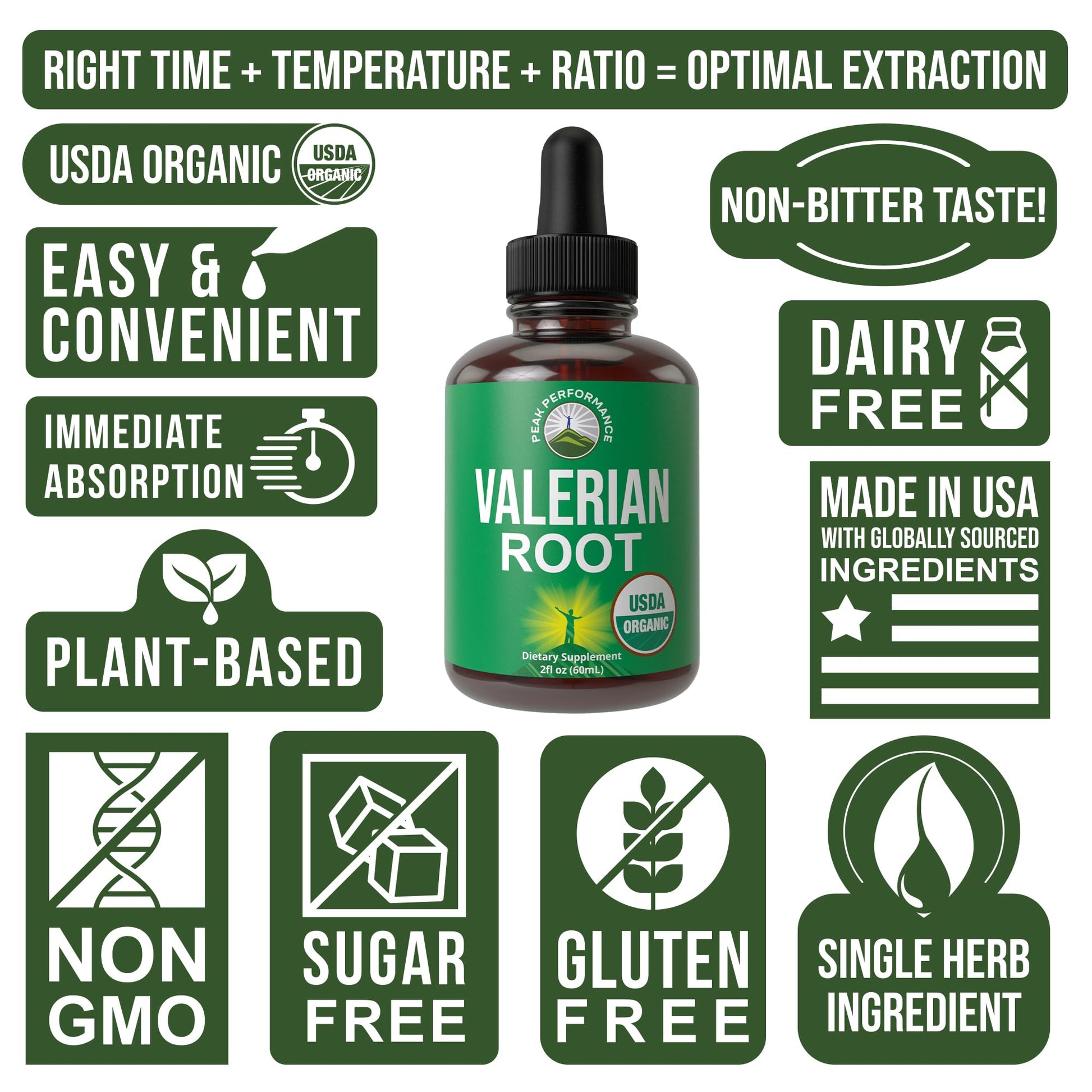 USDA Organic Valerian Root Liquid Drops Supplement. Vegan Extract Tincture for Relaxation, Sleep, Calm. Great Alternative to Valerian Capsules. Zero Sugar, Gluten Free Supplements for Women and Men Peak PerformanceAu supplements