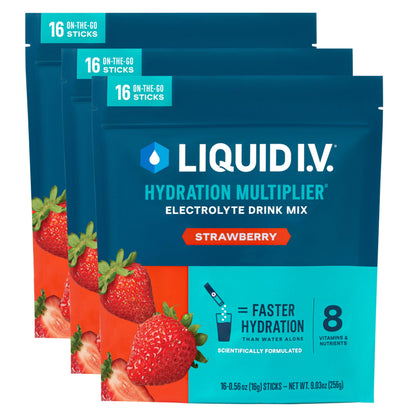 Liquid I.V.® Hydration Multiplier - Strawberry | Electrolyte Powder Drink Mix | 3 Pack (48 Servings) Liquid I.V.US supplements