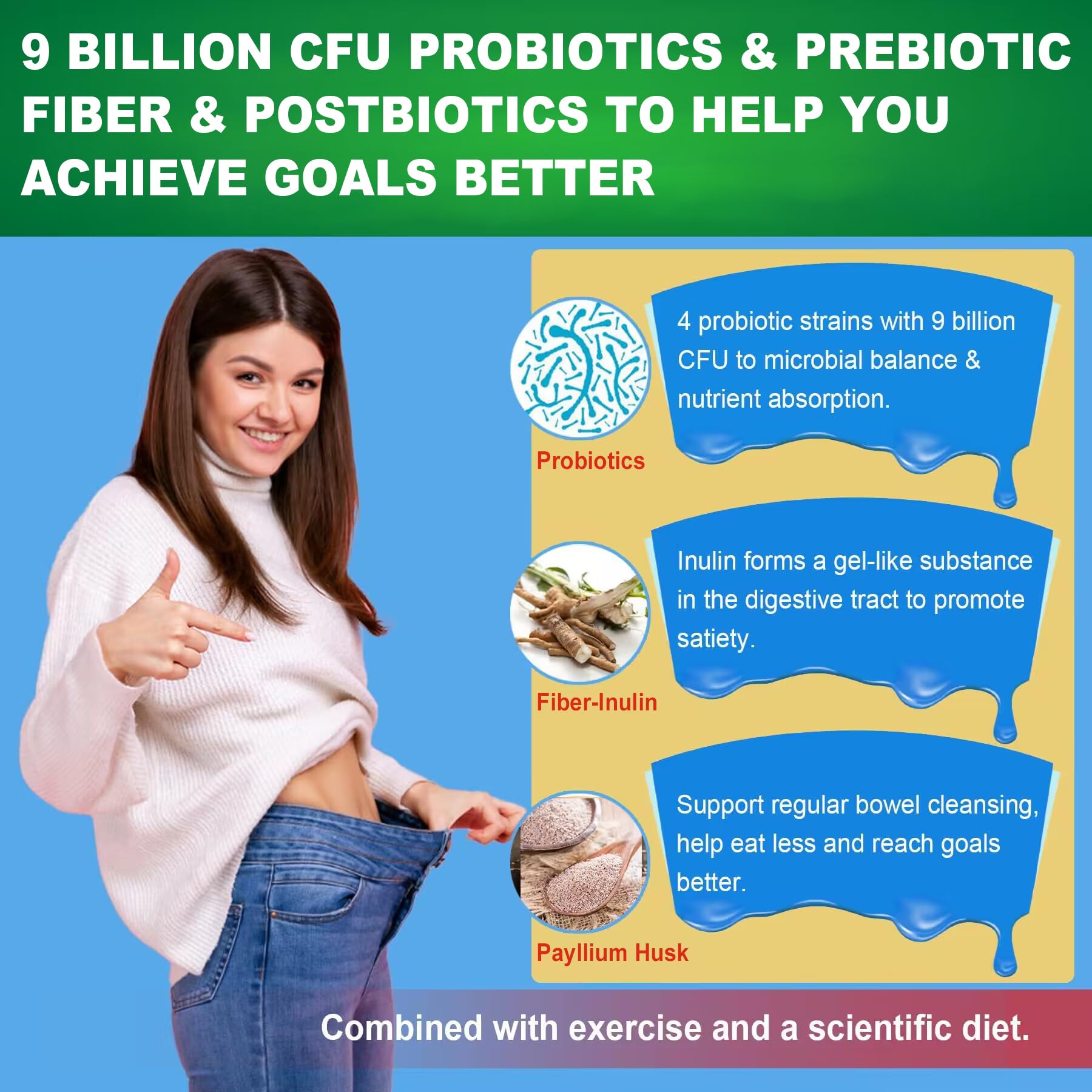 Butyrate Gummies with Probiotic + Prebiotic + Postbiotic, Omega-3 500mg,Fiber with 9 Billion CFU Probiotics, Calcium & Magnesium, Inulin,Psyllium Husk for Digestive Health,Bloating Support,Sugar Free NextdiaAu supplements
