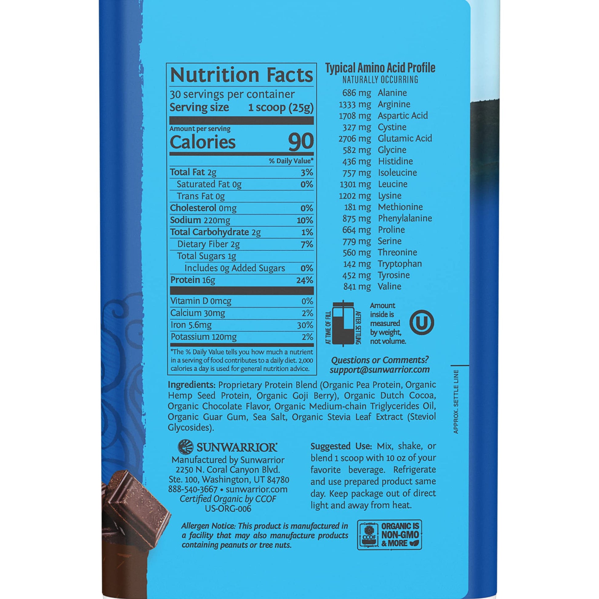 Vegan Organic Protein Powder Plant-based | BCAA Amino Acids Hemp Seed Soy SunwarriorUS supplements