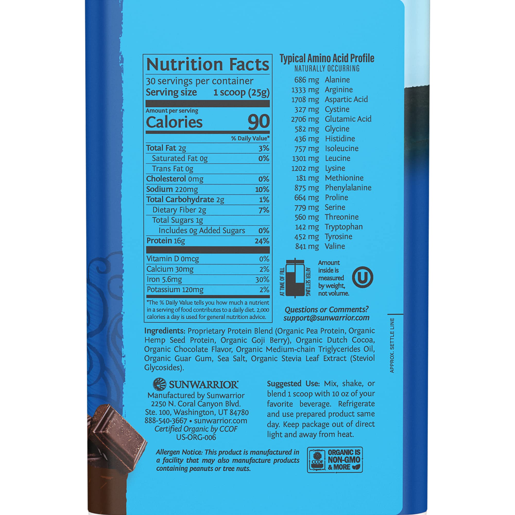 Vegan Organic Protein Powder Plant-based | BCAA Amino Acids Hemp Seed Soy SunwarriorUS supplements