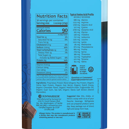 Vegan Organic Protein Powder Plant-based | BCAA Amino Acids Hemp Seed Soy SunwarriorUS supplements