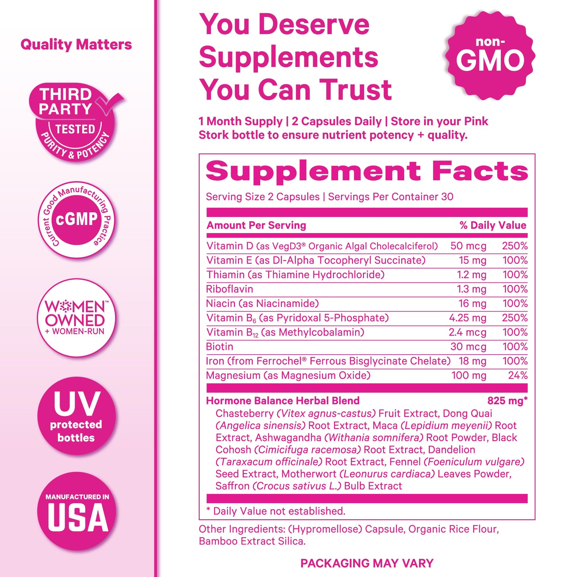 Pink Stork Hormone Balance Multivitamin for Women | 18-in-1 Vitex, Saffron, Ashwagandha, Magnesium | Mood, Energy, Cortisol, Adrenal Support | PMS, Perimenopause Support | 60 Vegan Capsules Pink StorkAu supplements