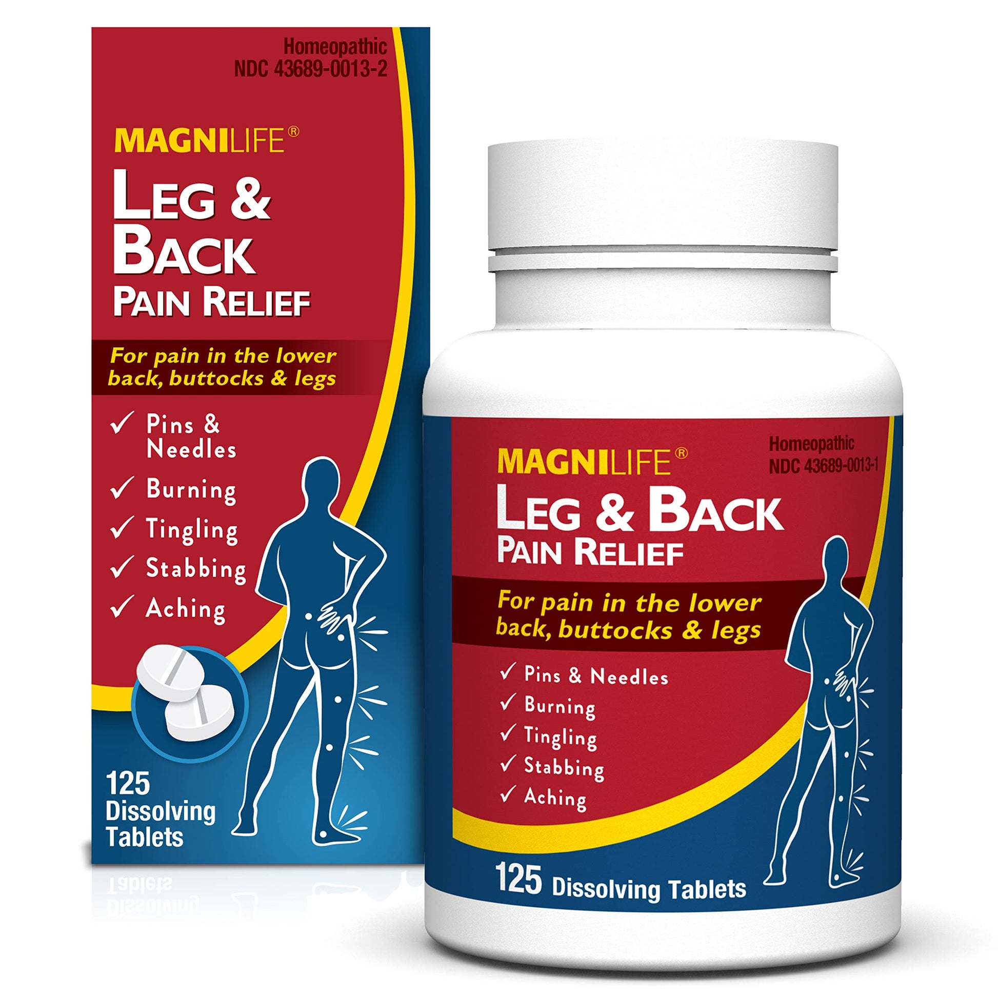 MagniLife Leg & Back Pain Relief Tablets,125 Ct, Fast-Acting Pain Relief Naturally Soothes Burning, Tingling & Stabbing Aches, Symptomatic or Preventative, Non-Habit Forming Quick-Dissolve Tablets MagniLifeAu supplements