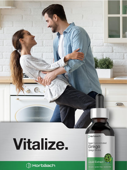 Ginkgo Biloba Extract Liquid 2 fl oz | Alcohol-Free Herb Supplement | Vegetarian HorbäachUS supplements