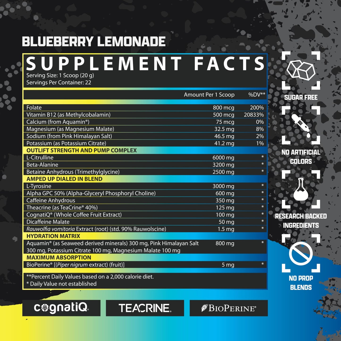 OUTLIFT Amped Max Dosed Pre Workout Powder, 6G Citrulline, 3.2G Beta Alanine Nutrex ResearchUS supplements