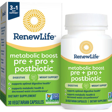 Renew Life Metabolic Boost Pre + Pro + Postbiotic; Prebiotics, Probiotics and Postbiotics Renew LifeAu supplements
