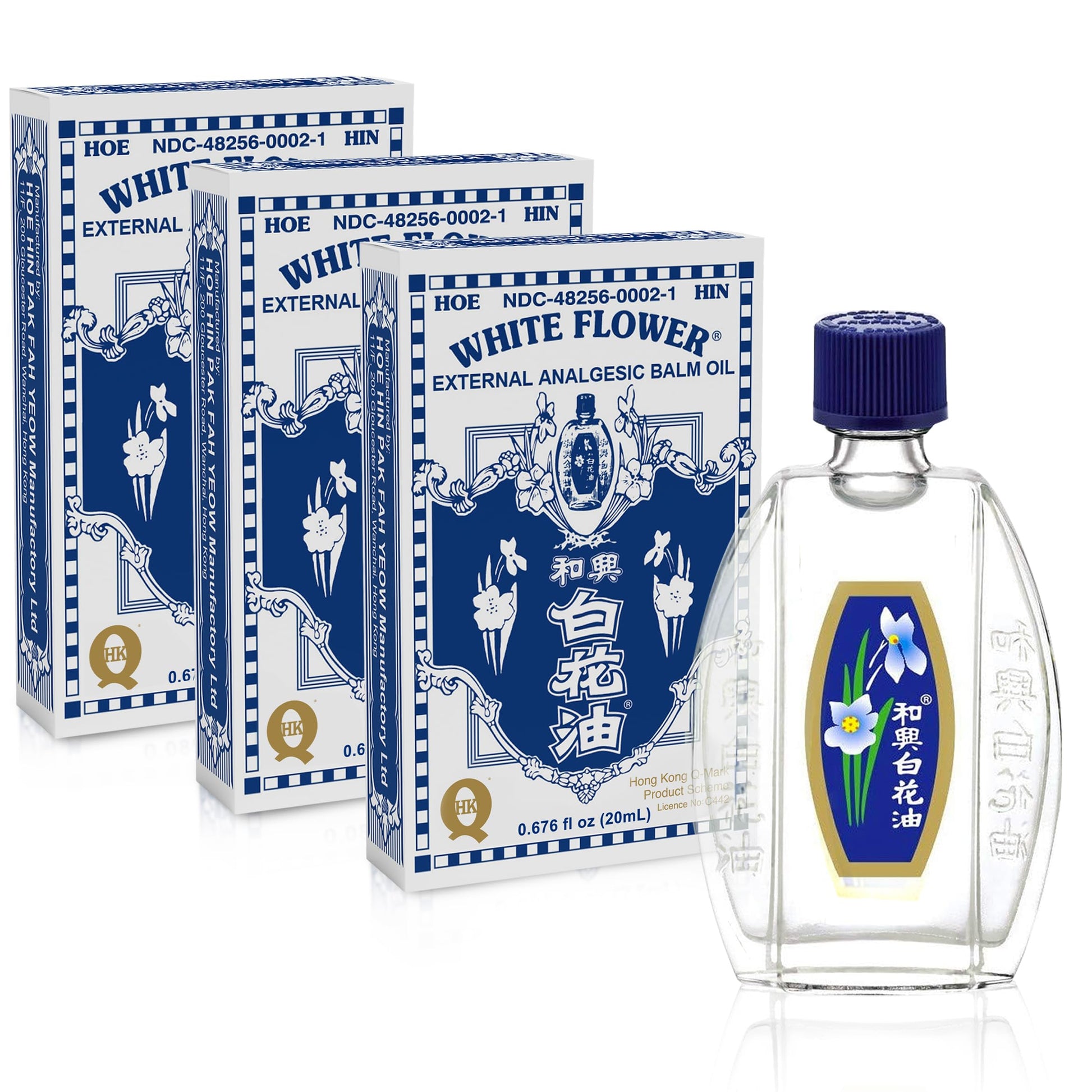 White Flower Analgesic Balm Embrocation Medicated Oil (Hoe Hin Pak Fah Yeow) (20ml/ Pack of 3) White FlowerAu supplements