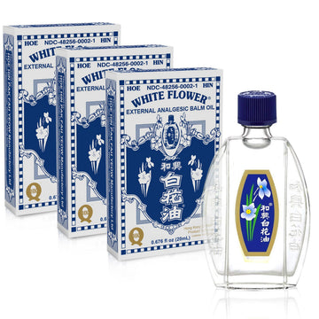 White Flower Analgesic Balm Embrocation Medicated Oil (Hoe Hin Pak Fah Yeow) (20ml/ Pack of 3) White FlowerAu supplements