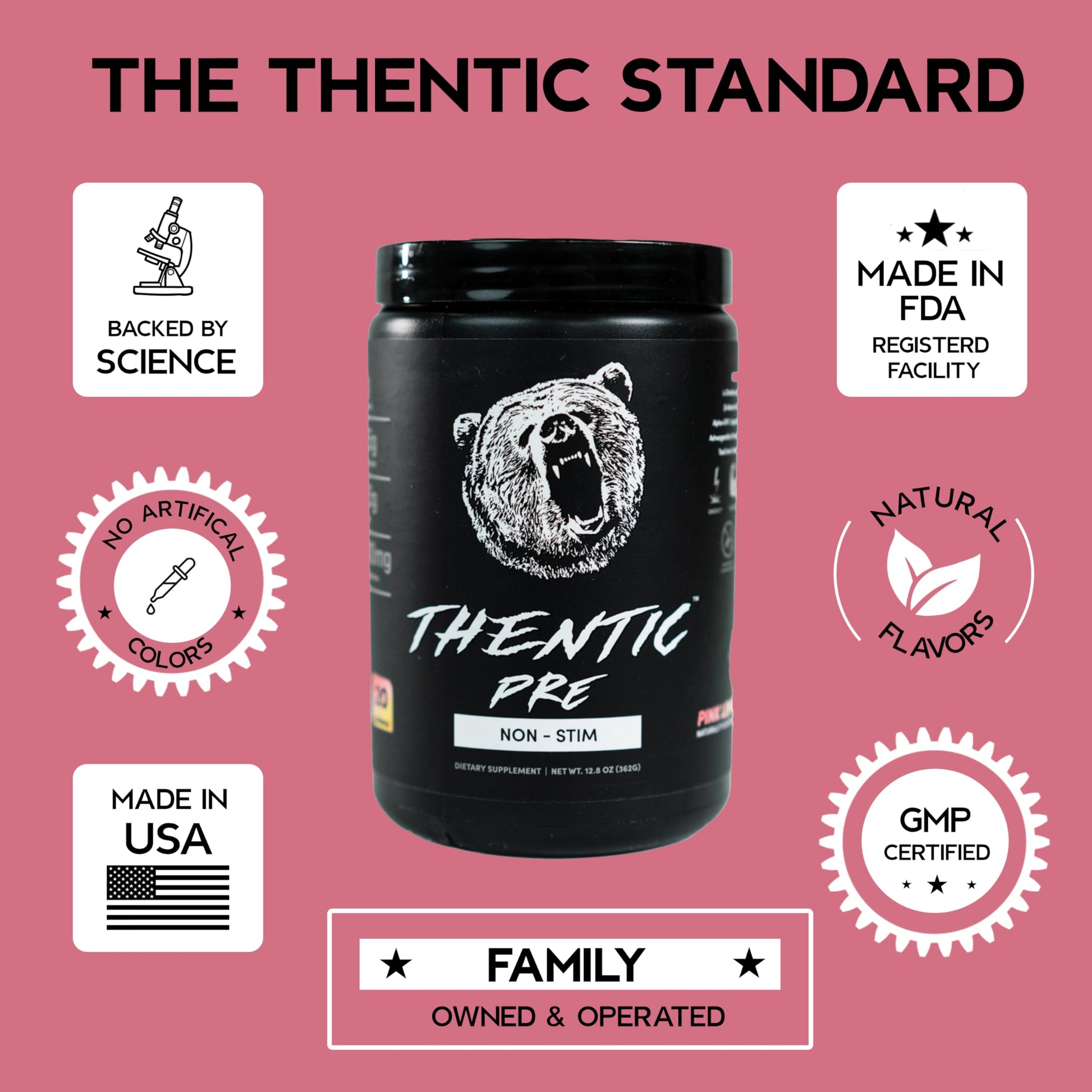 THENTIC Caffeine Free Pre Workout - Naturally Flavored & Sweetened Nootropic Non-Stim THENTICAu supplements