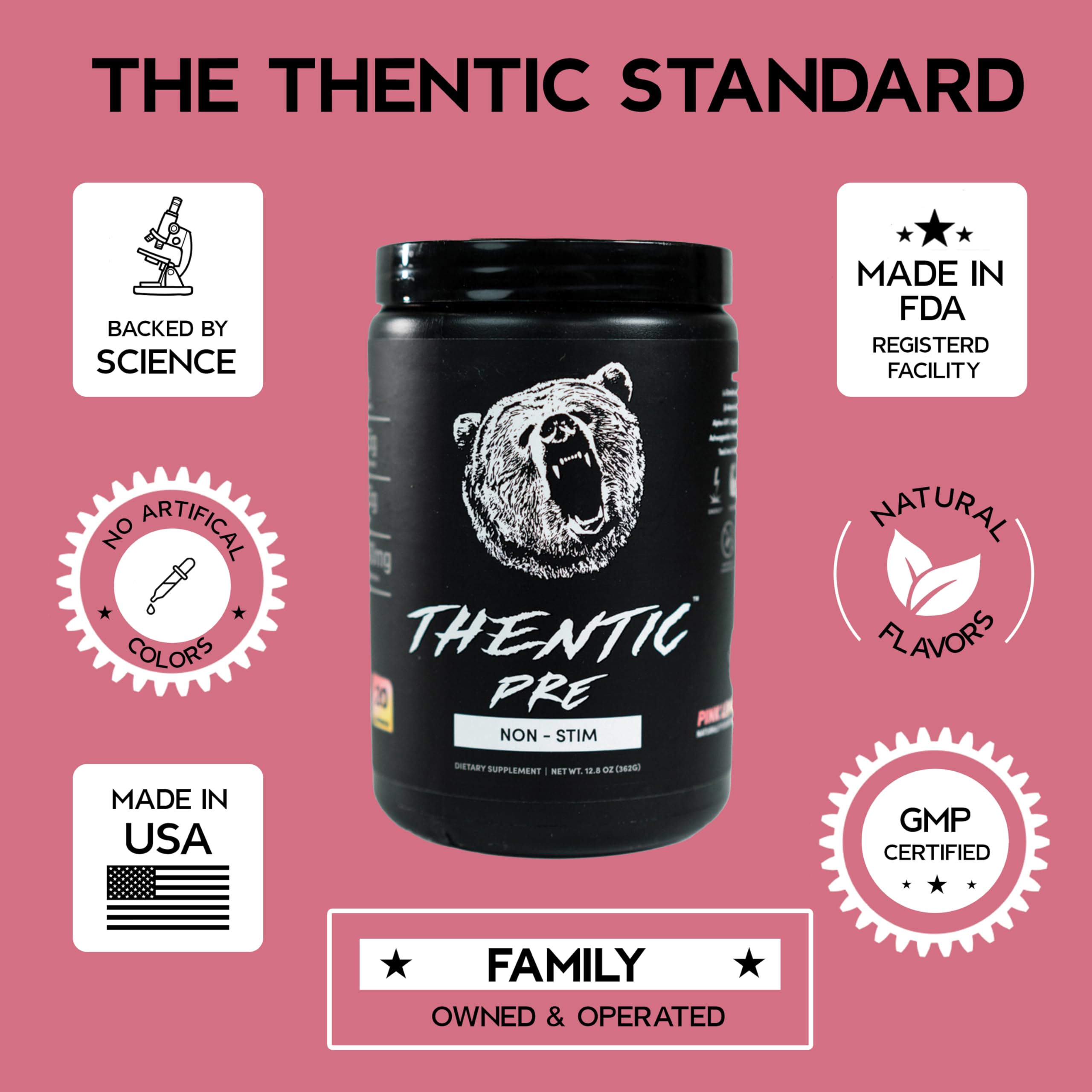 THENTIC Caffeine Free Pre Workout - Naturally Flavored & Sweetened Nootropic Non-Stim THENTICAu supplements