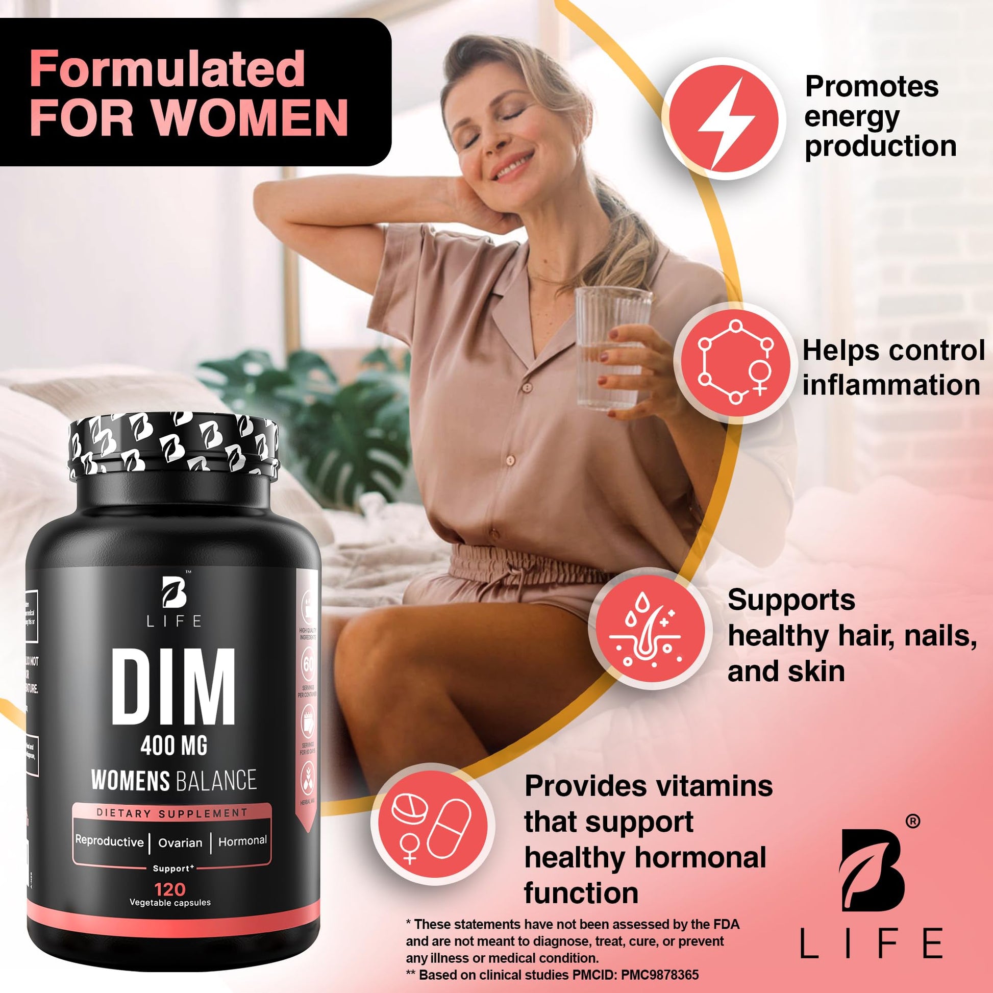 B Life Company DIM Supplement 400 mg with Myo & D-Chiro Inositol, Dong Quai – Hormone Balance for Women – Fertility Supplements – Inositol Supplement - 120 Caps B Life CompanyAu supplements