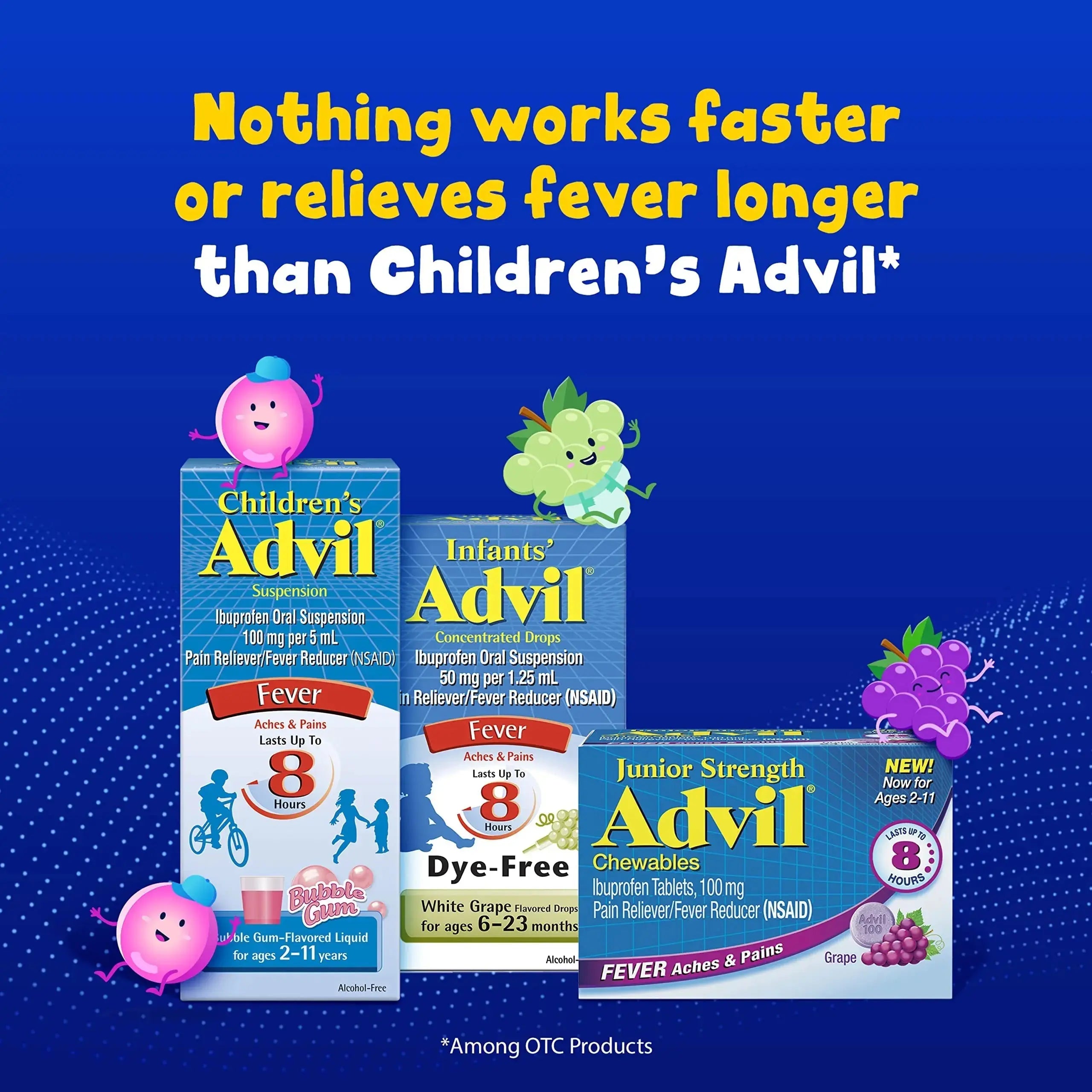 Children's Advil Pain Reliever and Fever Reducer, Dye Free and Sugar Free Ibuprofen Oral Suspension, Berry Flavored - 4 Fl Oz Children's AdvilAu supplements