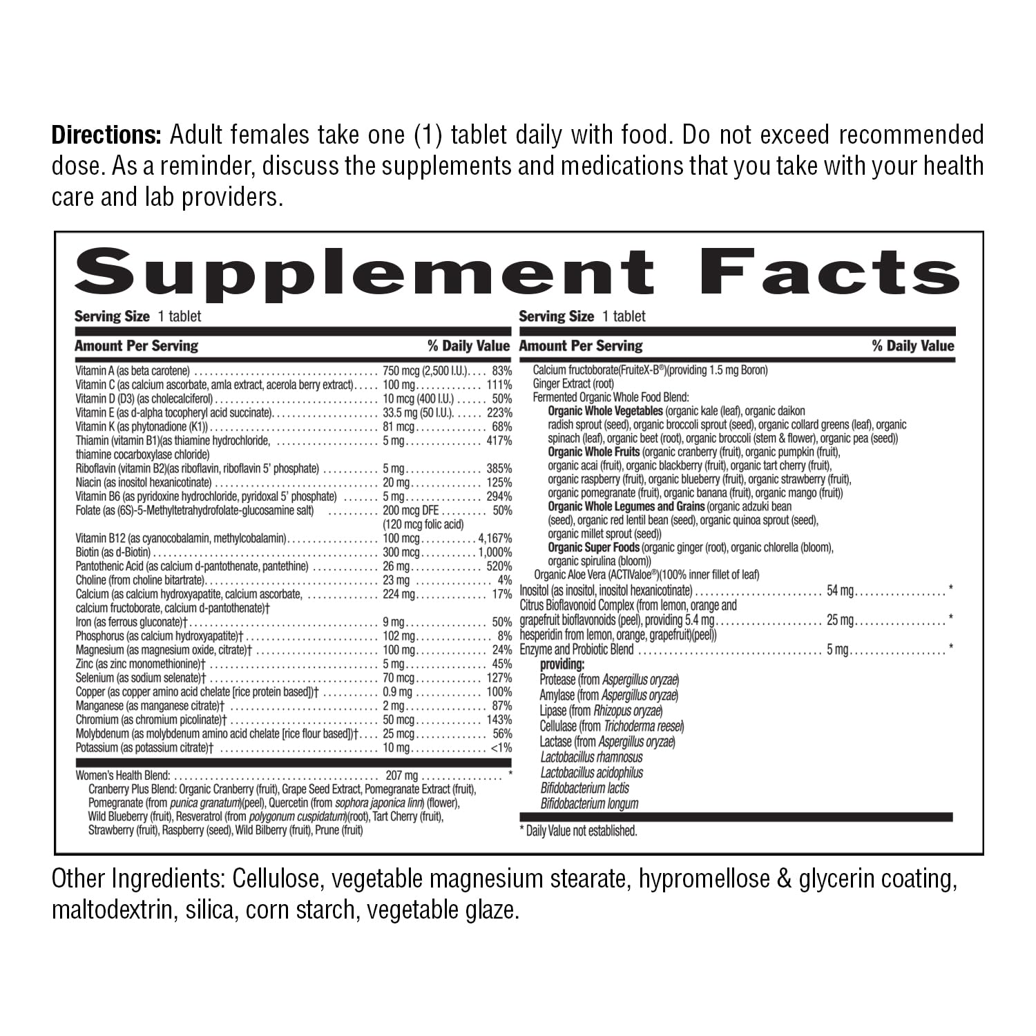 Country Life Women’s Core 1 Daily Multivitamin with Iron, Cranberry, Probiotics, and Digestive Enzymes-Certified Gluten-Free Formula for Energy, Immune Support and Complete Digestive Health,60 Tablets Country LifeAu supplements