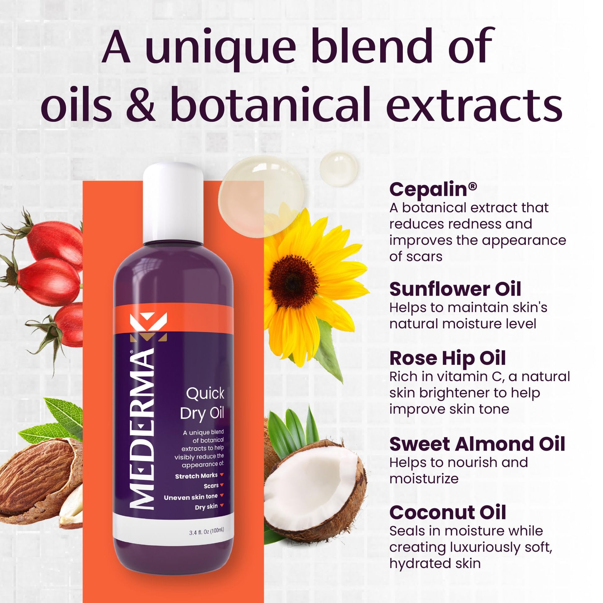 Mederma Quick Dry Oil, Scar and Stretch Mark Treatment, Helps to Improve the Appearance with Natural Botanical Extracts, Paraben Free, Fast-Absorbing, 3.4oz (100ml) MedermaAu supplements
