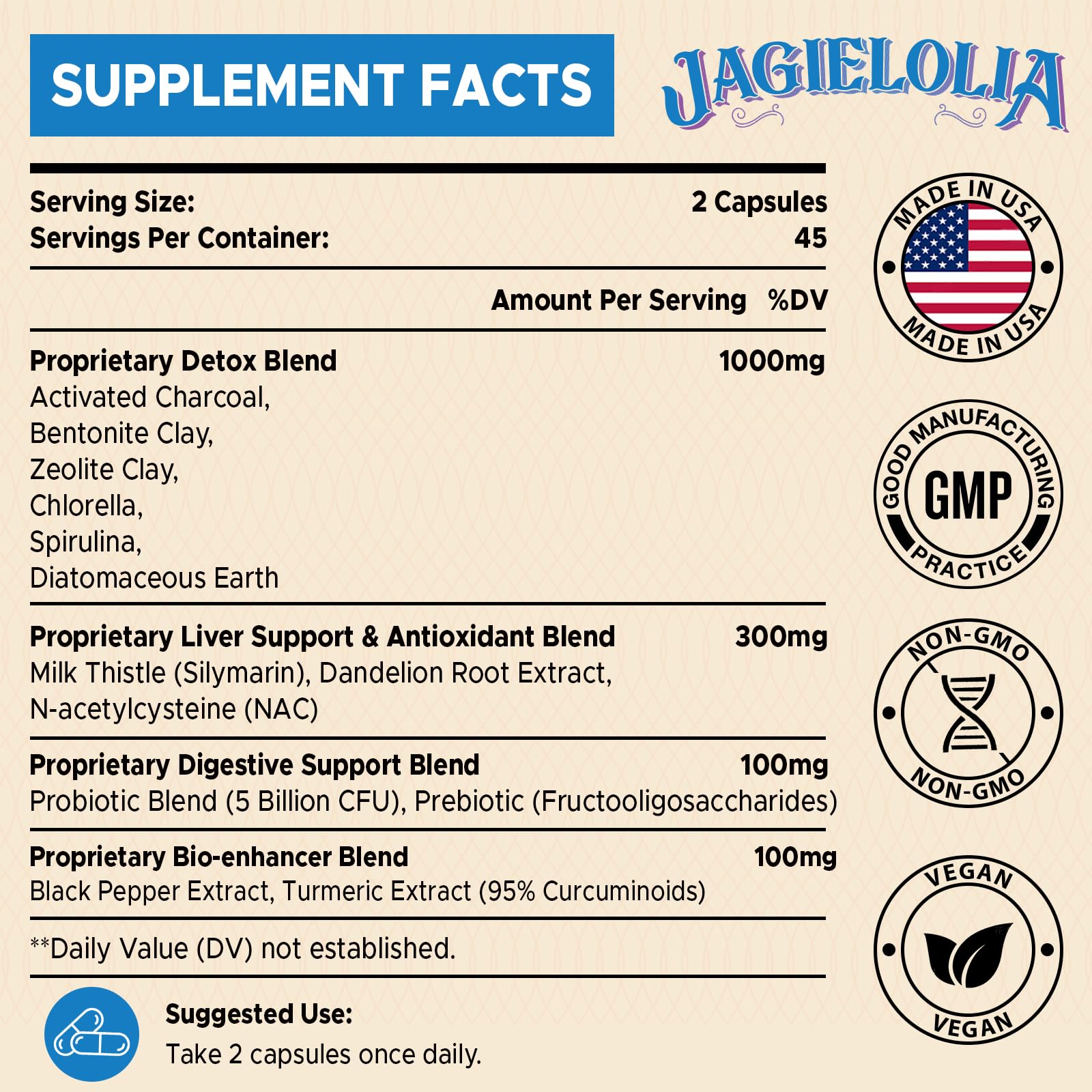 All-In-One Detox Binder Supplement 1500 MG - High Bioavailability, Liver Gut Detox Cleanse JagieloliaAu supplements