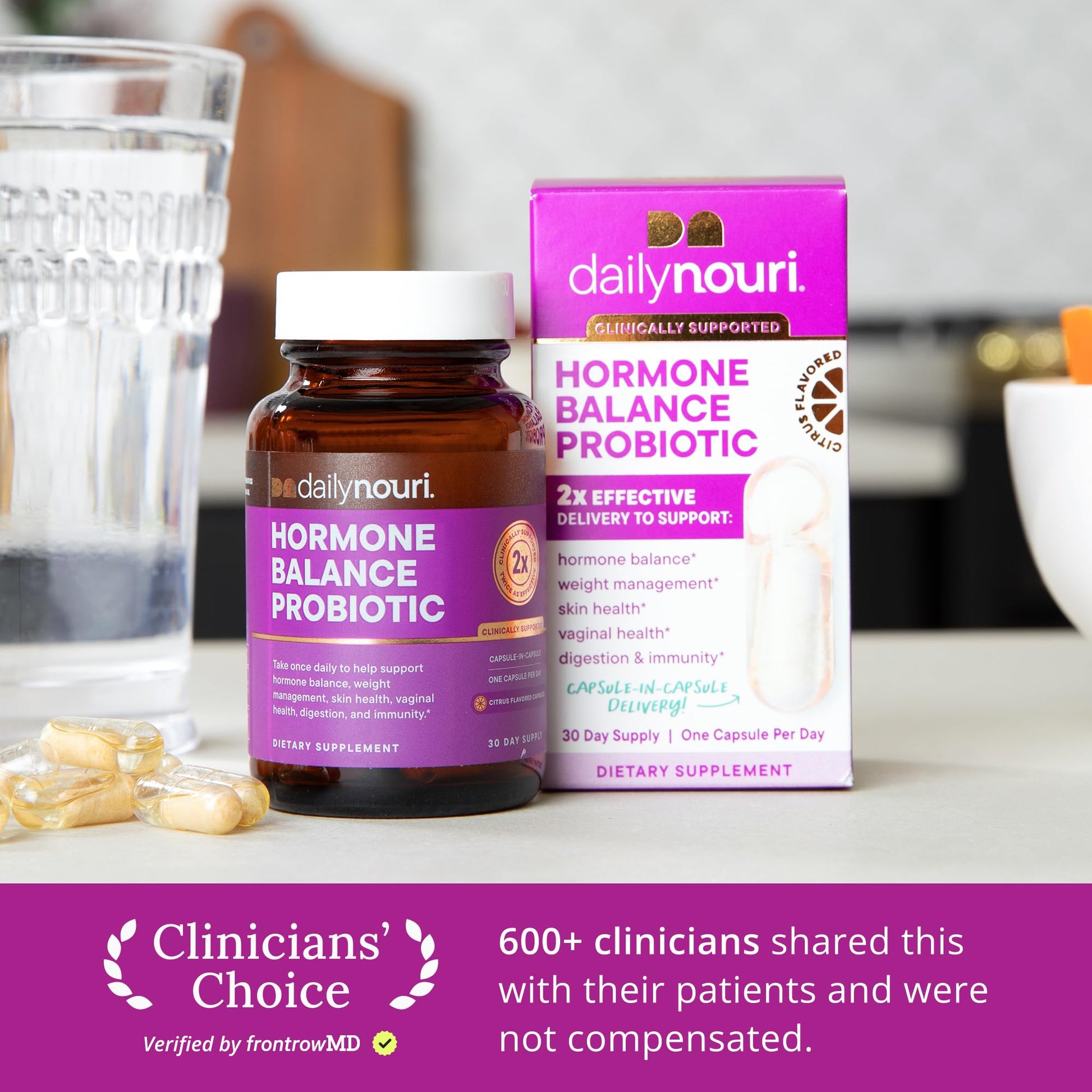 Daily Nouri Hormone Balance Probiotics for Women | Hormonal Balance Support | Vaginal pH + Gut Health | 7 Clinically Studied Strains + Omega | 30-Day Supply Daily NouriAu supplements