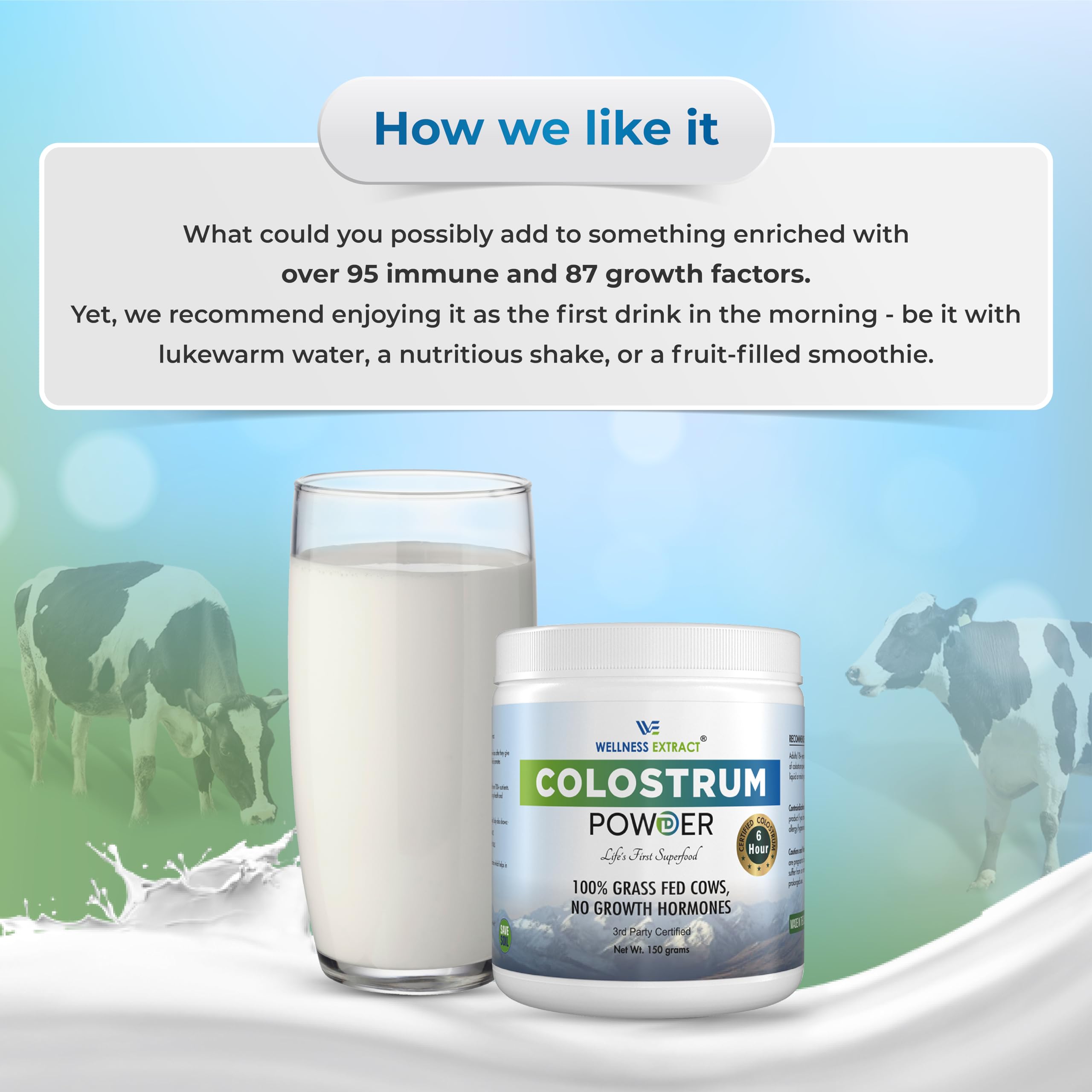WELLNESS EXTRACT Bovine Colostrum Powder Rich in Protein & Lactoferrin- The True Certified Supplement for Immune Support, Gut Health, Muscle Growth - 150g WELLNESS EXTRACTAu supplements