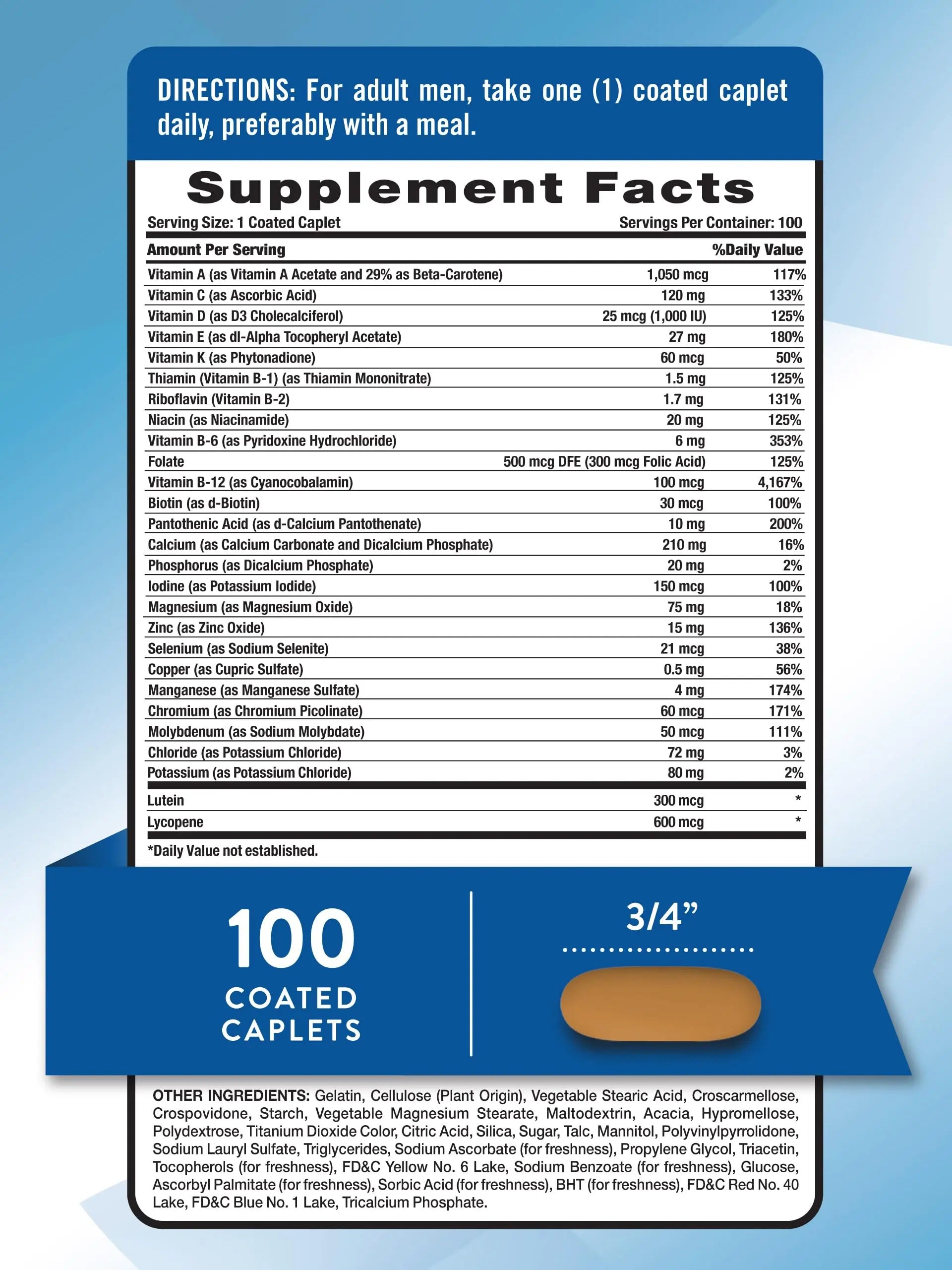Nature's Truth Men's 50+ Multivitamin | with Vitamins A, C, E, B6 & B12 | 100 Count | Non-GMO & Gluten Free Nature's TruthAu supplements