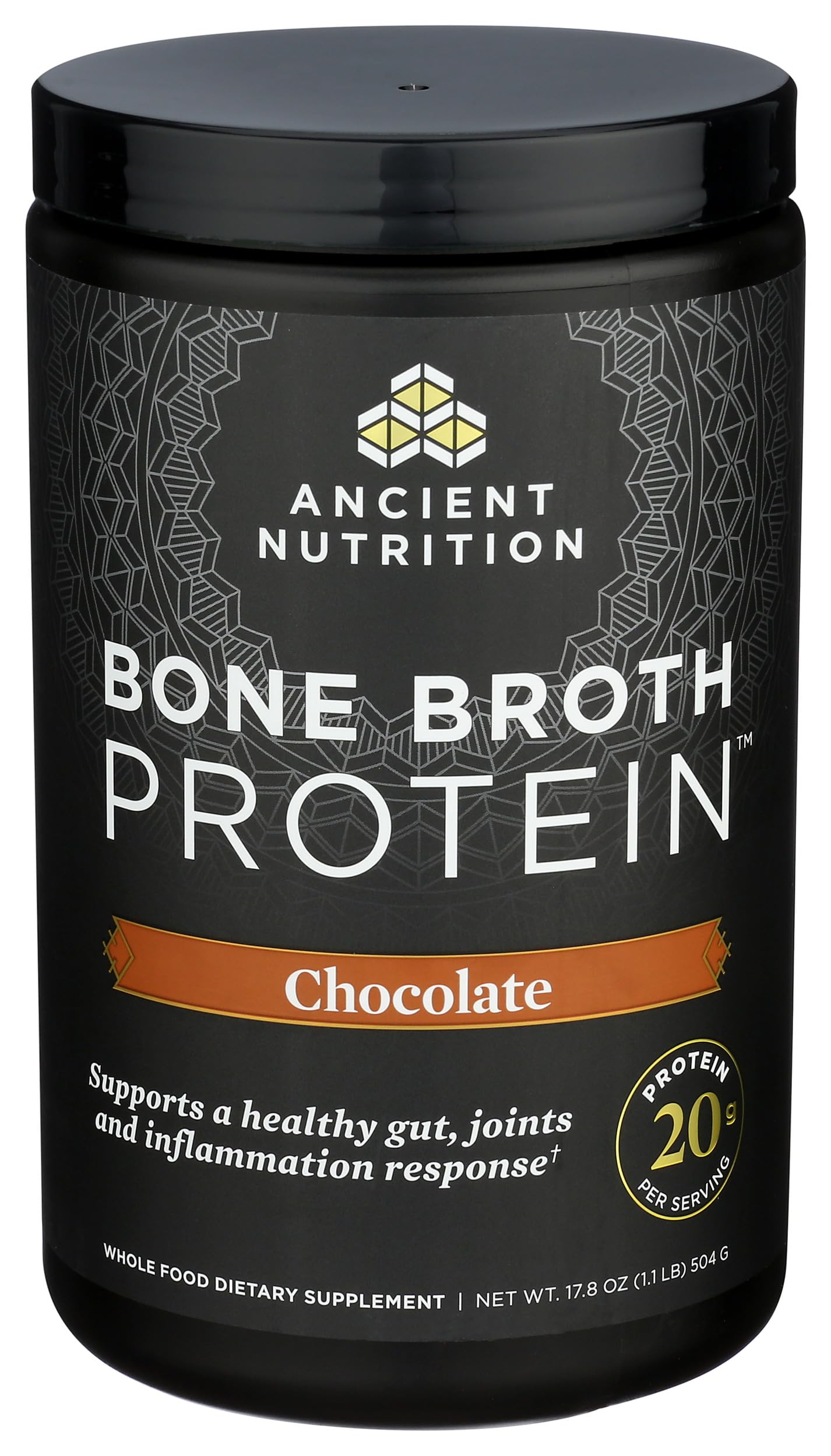 Ancient Nutrition Protein Powder Made from Real Bone Broth, Chocolate, 20g Protein Per Serving, 20 Serving Tub, Gluten Free Hydrolyzed Collagen Ancient NutritionUS supplements