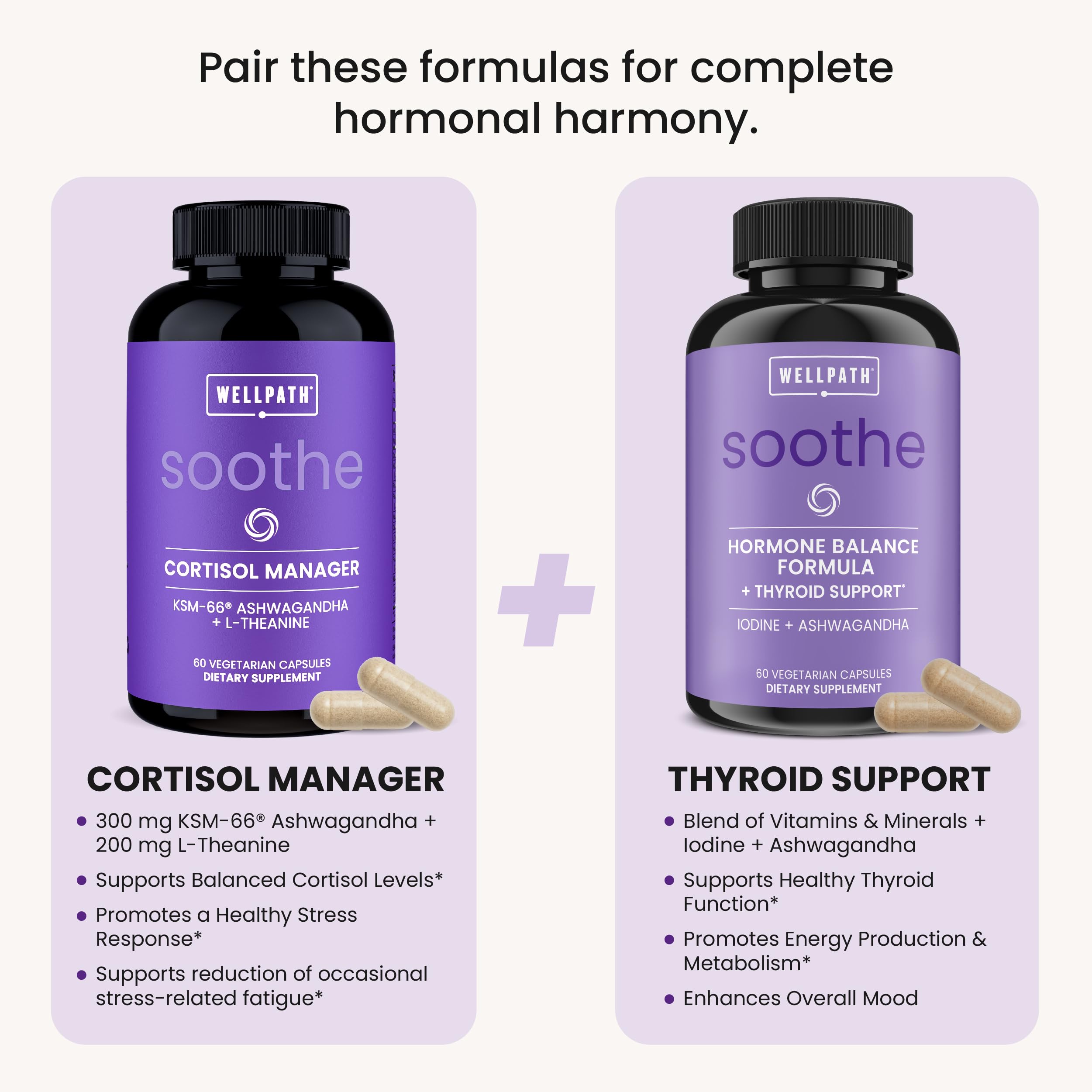 WellPath Soothe Cortisol Manager - Cortisol Supplements for Women with KSM-66® Ashwagandha & L-Theanine - Stress Support, Detox - 11-in-1 Complex, Vegan, Made in USA, Non-GMO, 60 Ct WellPathAu supplements