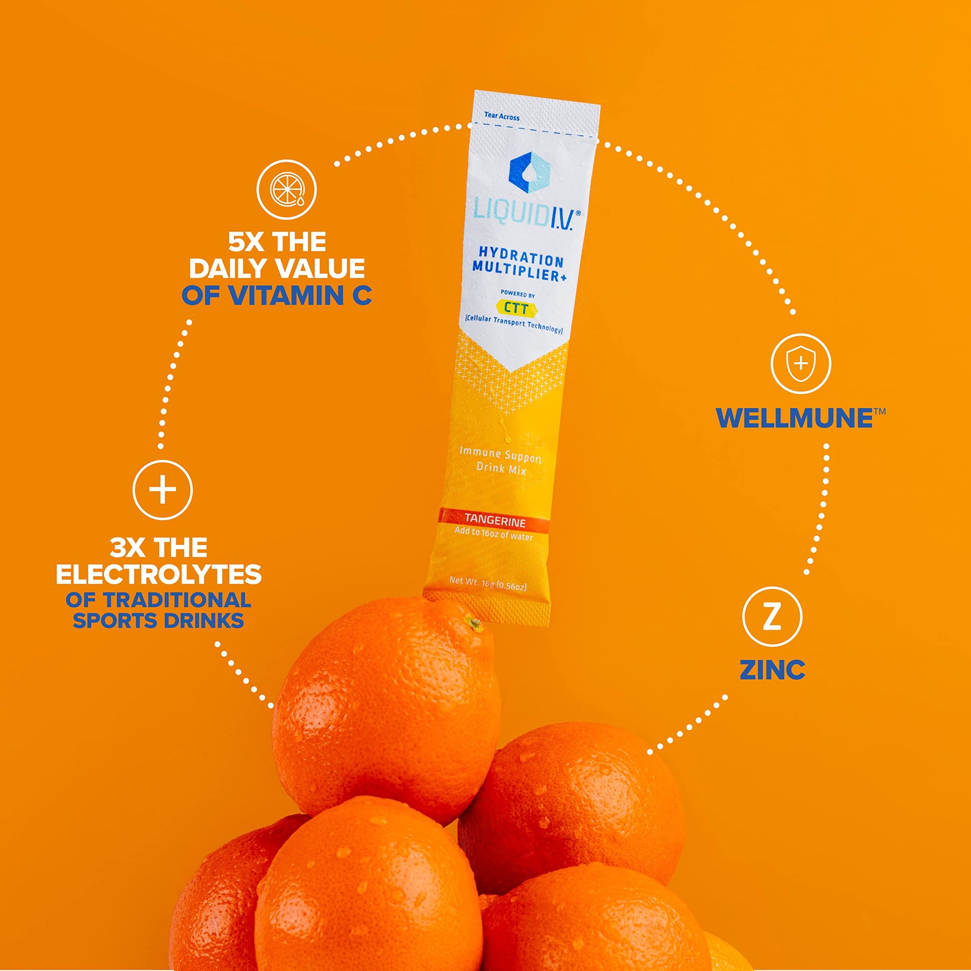 Liquid I.V. Hydration Multiplier + Immune Support - Tangerine - Hydration Powder Liquid I.V.US supplements
