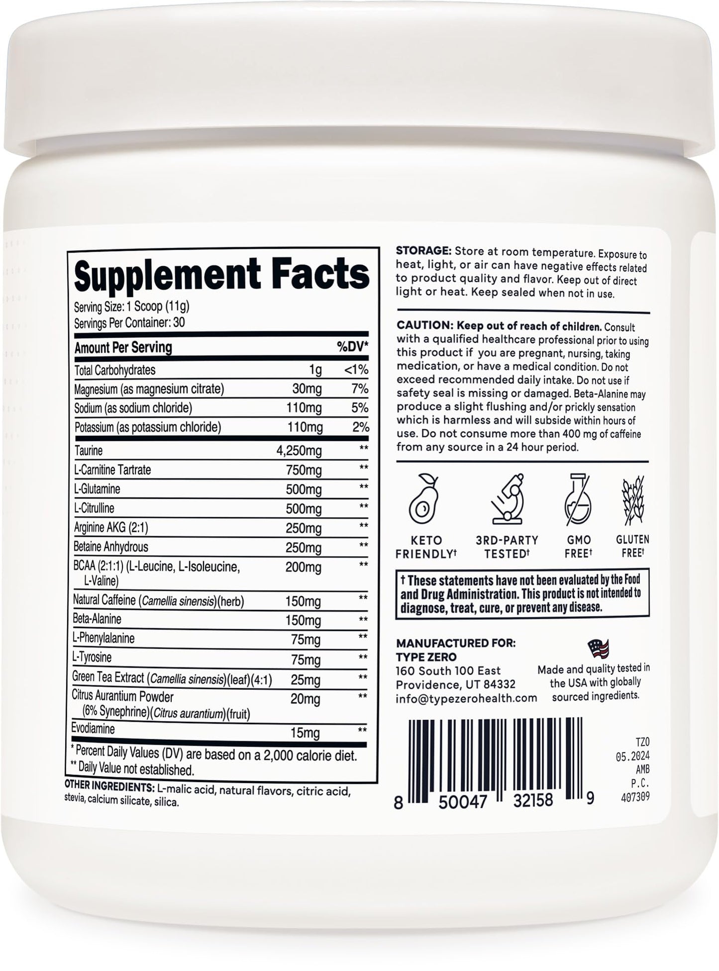 Type Zero Amino Burn Vegan BCAAs + Pre-Workout (Pina Colada Flavored) Type ZeroUS supplements