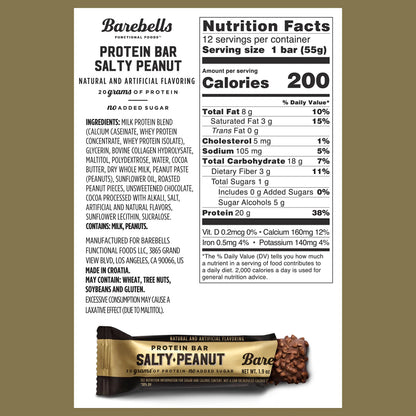 Barebells Salty Peanut Protein Bars, 12 Count - 20g Protein, 1g Sugar Snack Bars BAREBELLSUS supplements