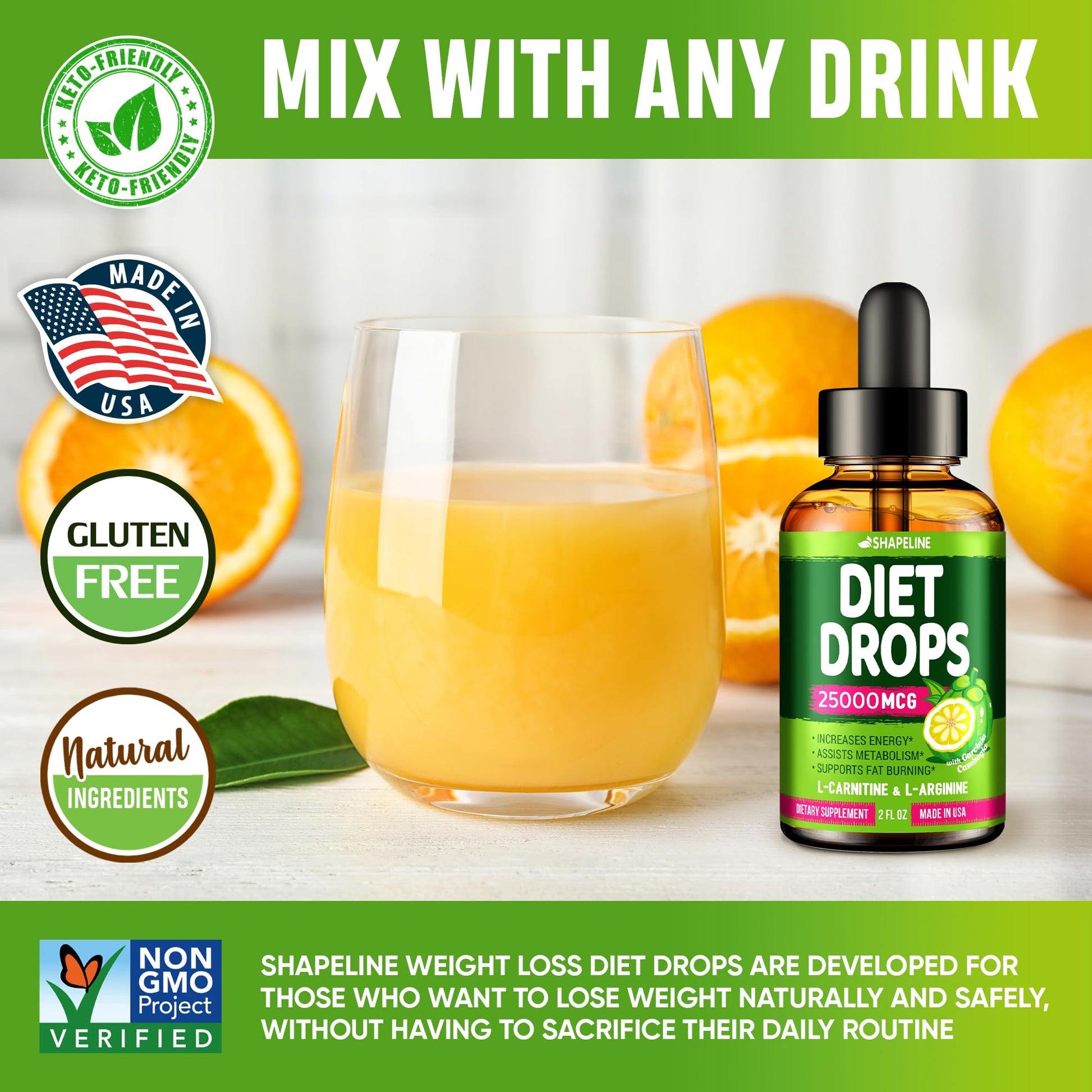 Weight Loss Drops - Appetite Suppressant for Women & Men - Made in the USA - Natural SHAPELINEUS supplements