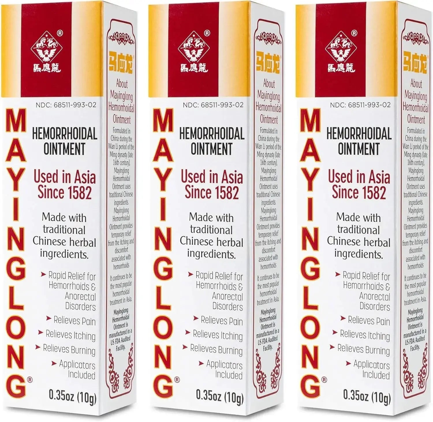 Mayinglong Musk Hemorrhoids Ointment (3 x 10g Tubes), 30g - Maximum Strength Formula for Hemorrhoidal Fast Relief, Soothes Itching, Burning & Discomfort - Fast-Acting Treatment to Shrink Swelling MayinglongAu supplements