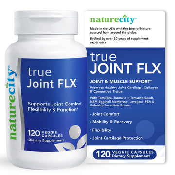 NatureCity True-Joint FLX Joint Supplement Formula (120 Capsules) | TamaFlex, NEM Eggshell Membrane, Levagen+ PEA & CuberUp | Supports Joint Comfort, Flexibility, Mobility, Function & Cartilage Health NatureCityAu supplements
