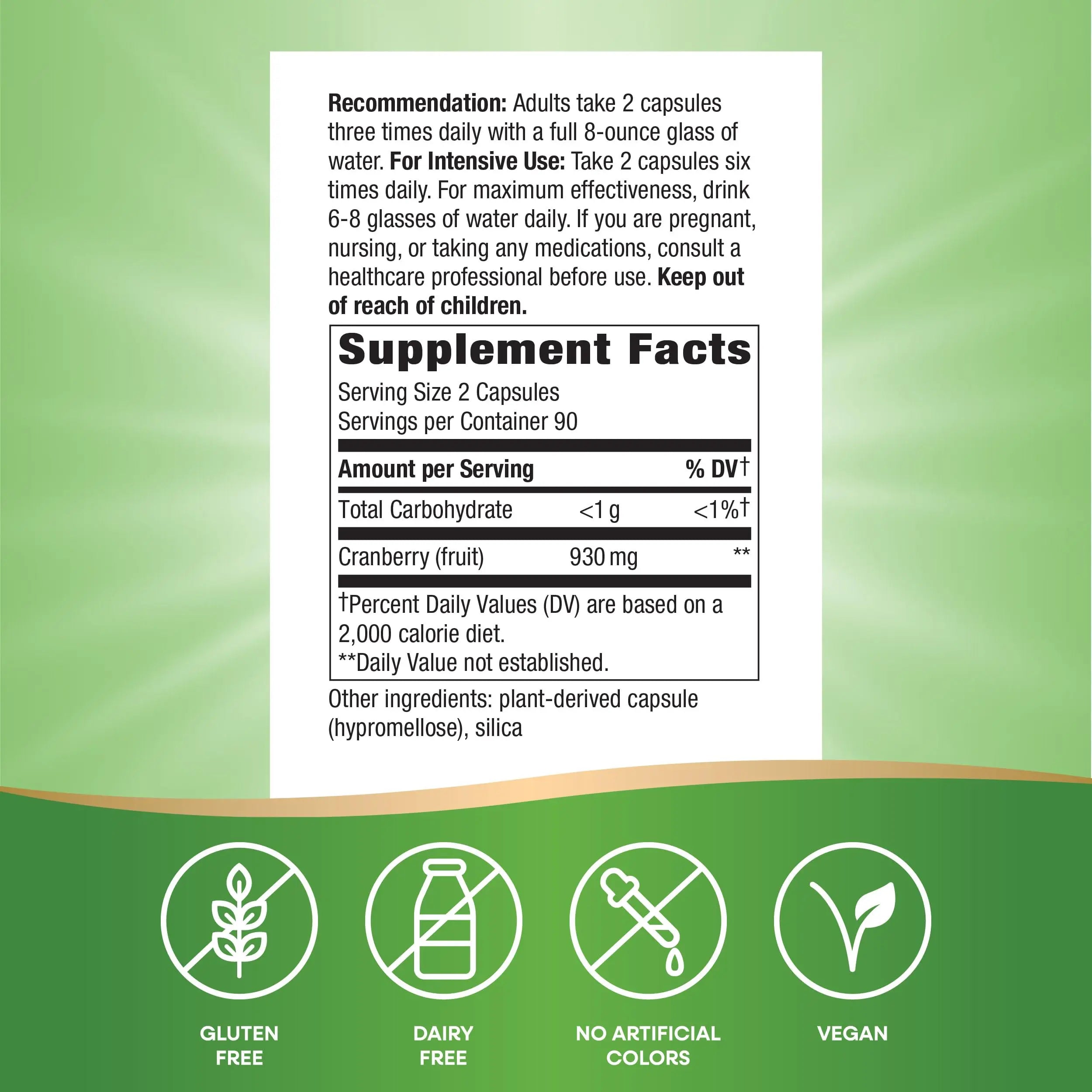 Nature's Way Cranberry Fruit, Cranberry Supplements, Supports Urinary Tract Health*, 930 mg per 2-Capsule Serving, 180 Capsules (Packaging May Vary) Nature's WayAu supplements
