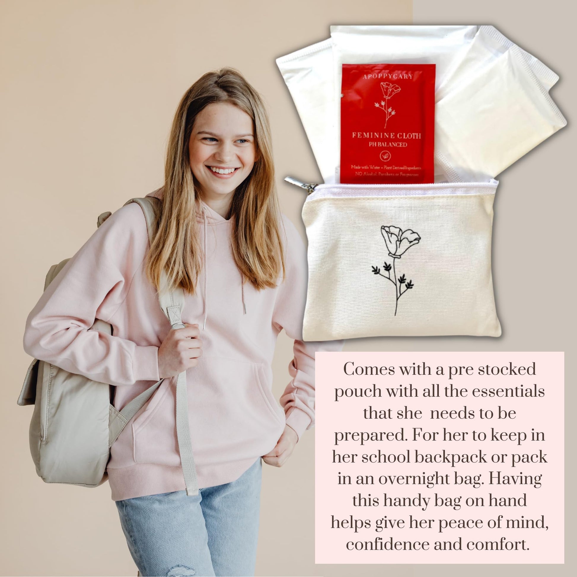 Organic 77 PC Period Kit Moon Box for Teens and Tweens - Organic Cotton Top Sheet Feminine Pads APOPPYCARYAu supplements