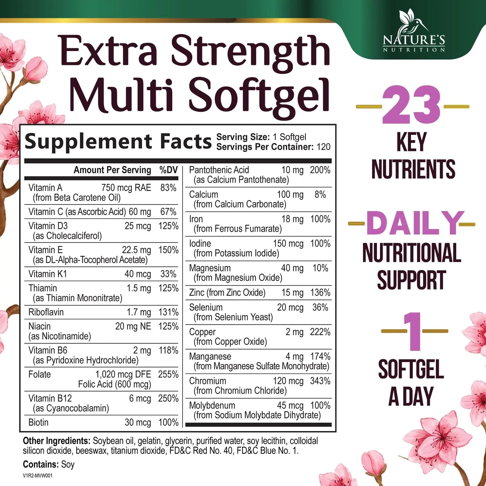 Multivitamin for Women - Complete Daily Womens Multivitamins with Calcium, Folic Acid, Vitamin A, C, D, E, & B Vitamins Nature's NutritionAu supplements