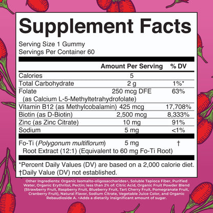 MaryRuth Organics Biotin Gummies | Sugar Free | Vegan | Non-GMO | 2,500 mcg Biotin Supplement | Hair Skin and Nails Vitamins | Hair Growth Vitamins | Hair Growth Supplement | 60 Count MARYRUTH'SUS supplements